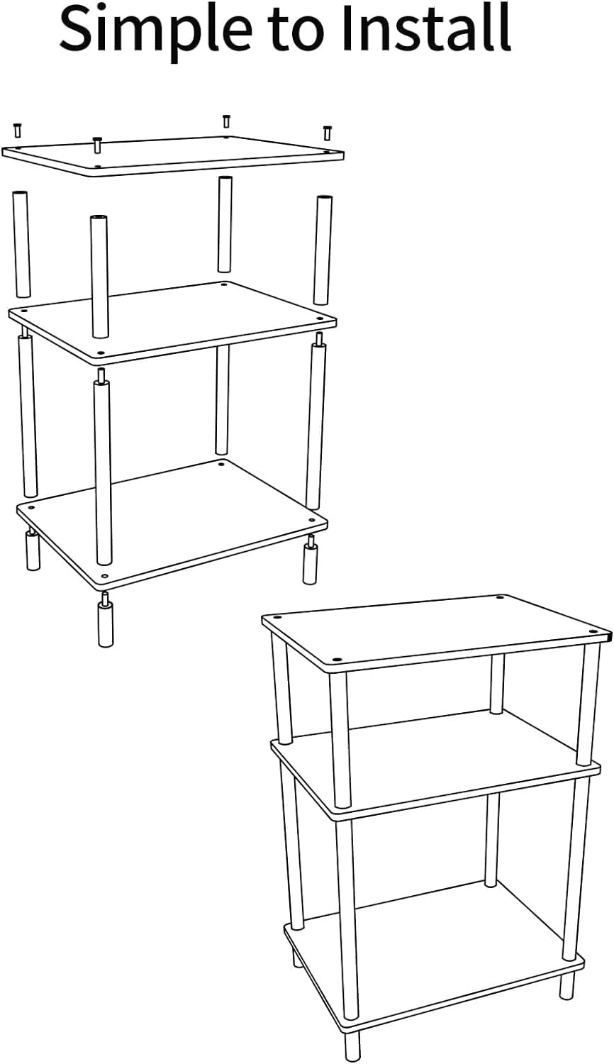 Acrylic Side Table Clear 3-Tier End Table for Living Room