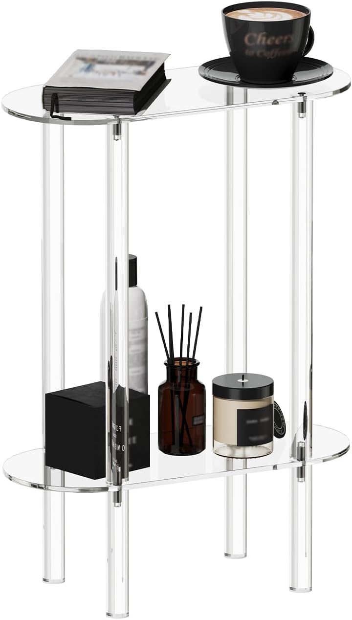 Acrylic Narrow Side Table for Small Spaces