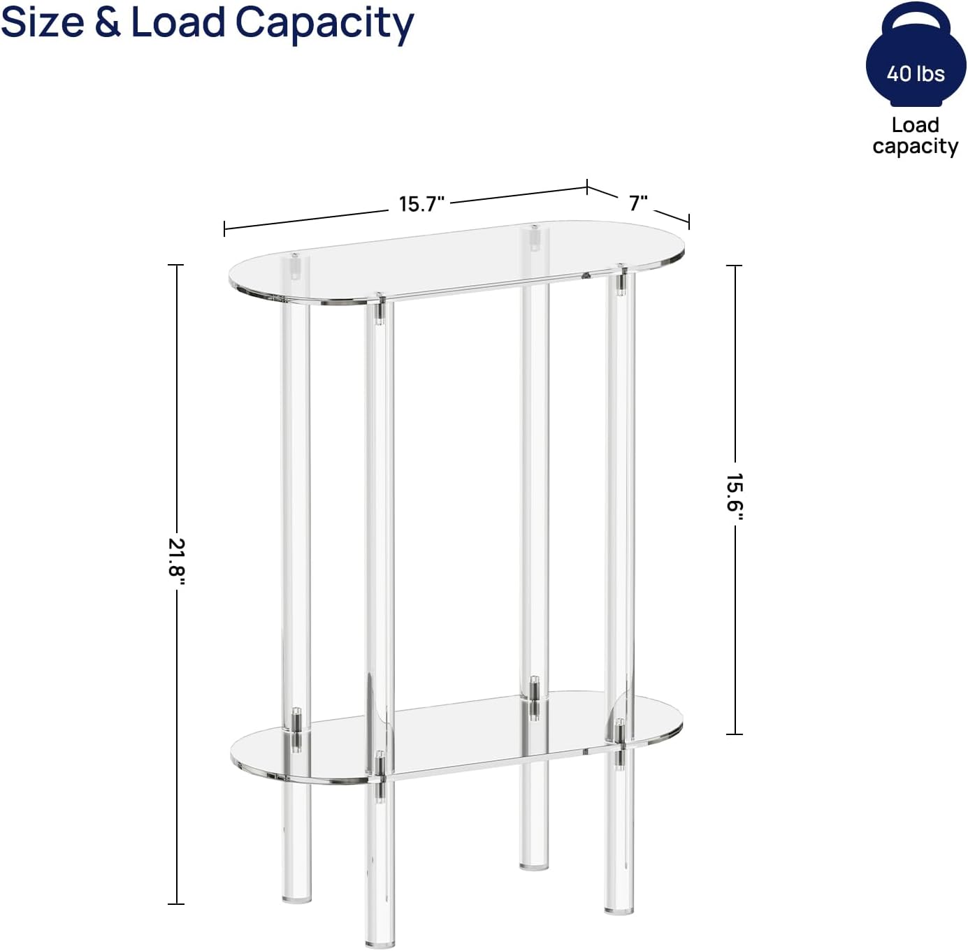 Acrylic Narrow Side Table for Small Spaces