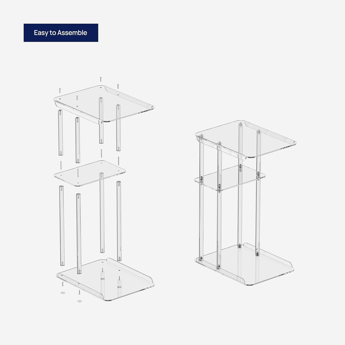 Clear Acrylic Side Table | C Shaped End Table for Sofa | Small Snack Tables for Living Room