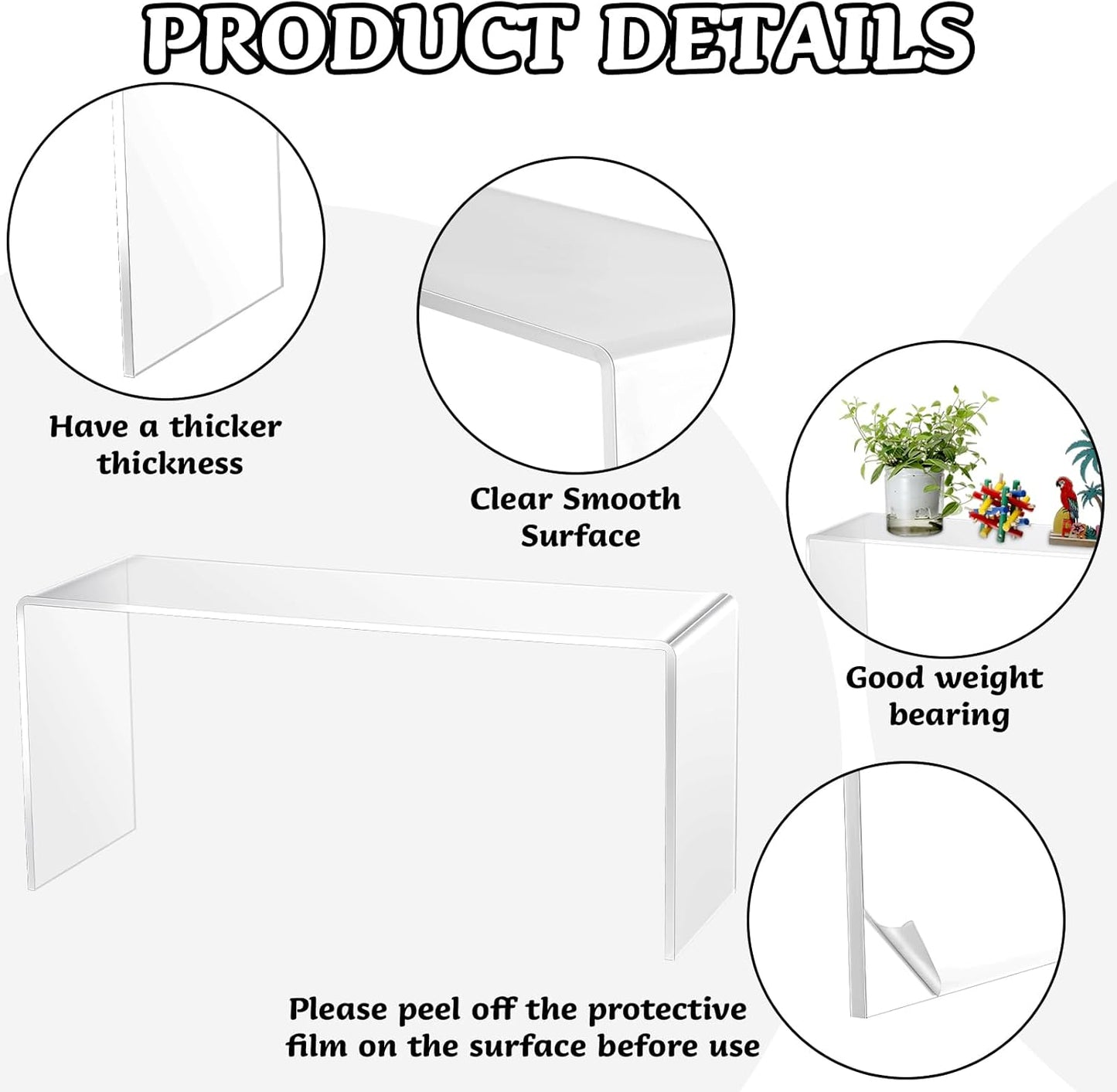 4 Pcs Large Clear Acrylic Riser for Display