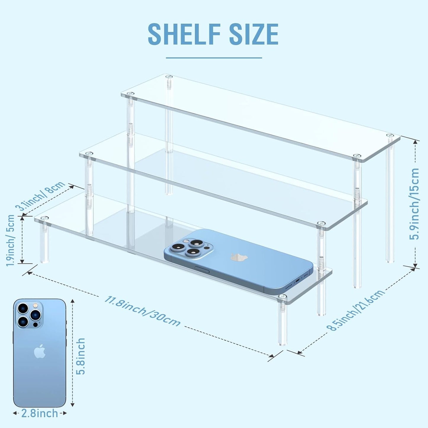 Acrylic Display Risers, 3 Tier Perfume Organizer Stand