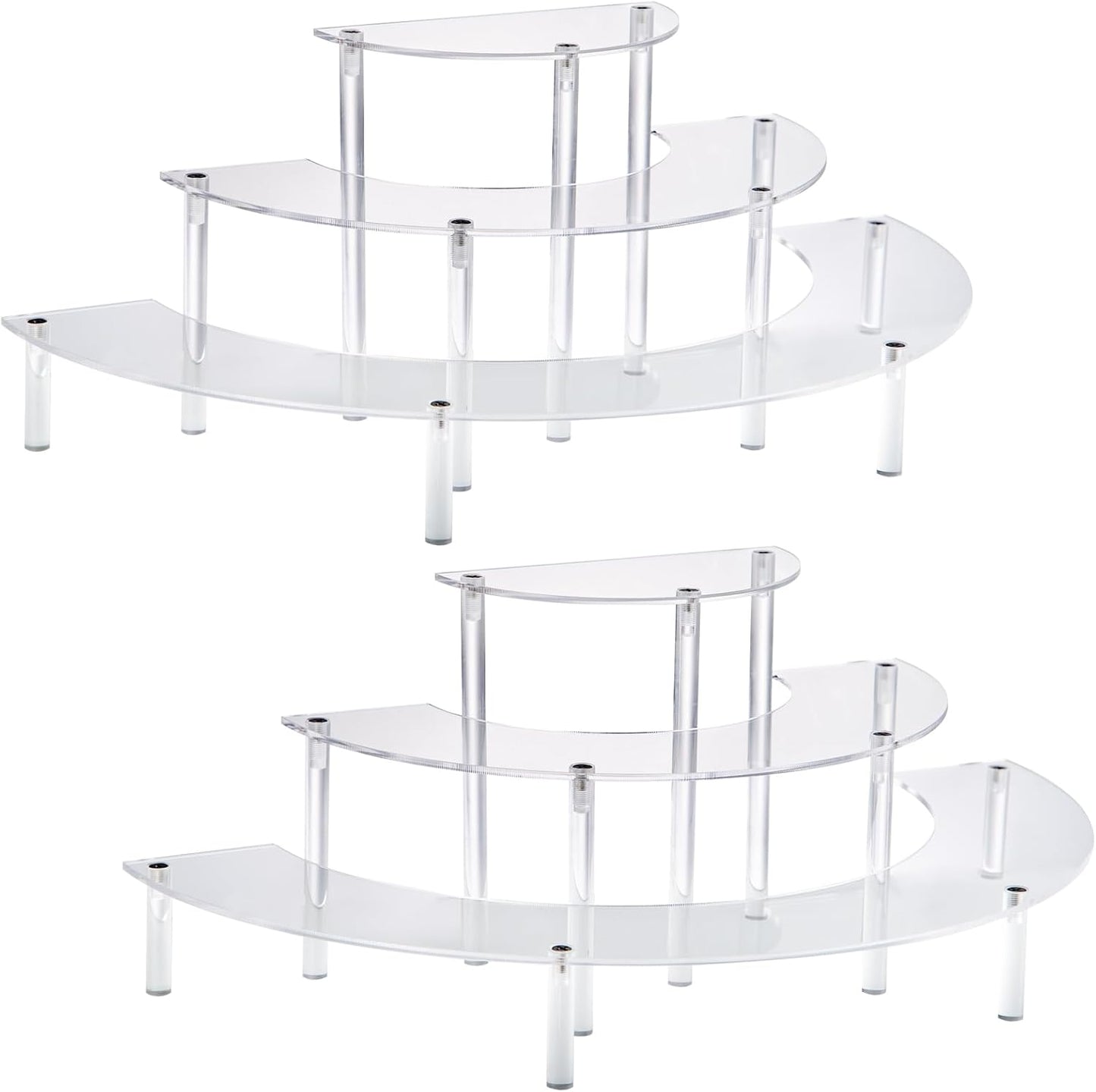 3 Tier Clear Cupcake Stand Risers, Perfume Stand Organizer, Half Moon Dessert Stand, Shelf Risers for Display Stands for Food