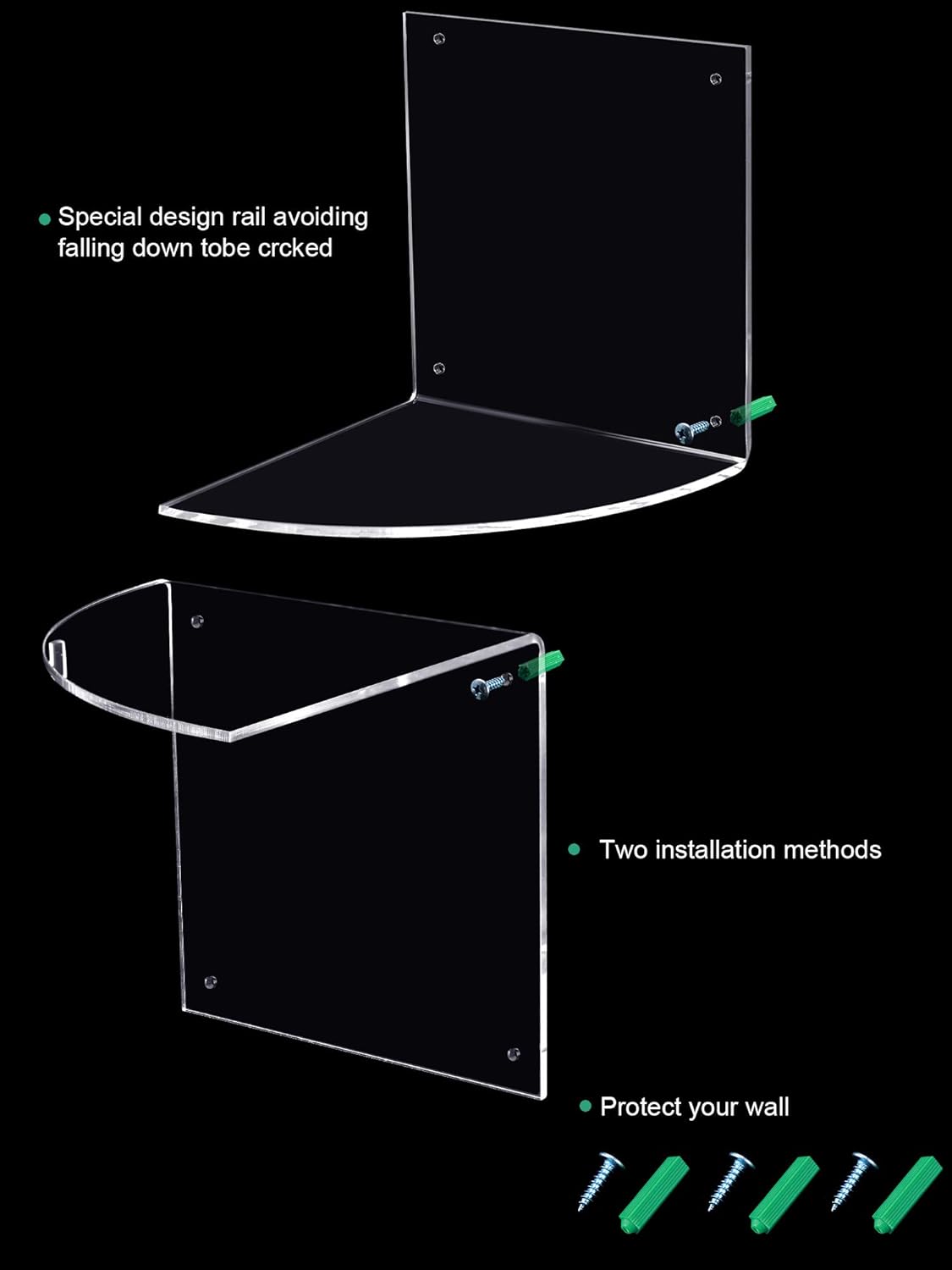 5 Tier Corner Shelf Wall Mount Floating Acrylic