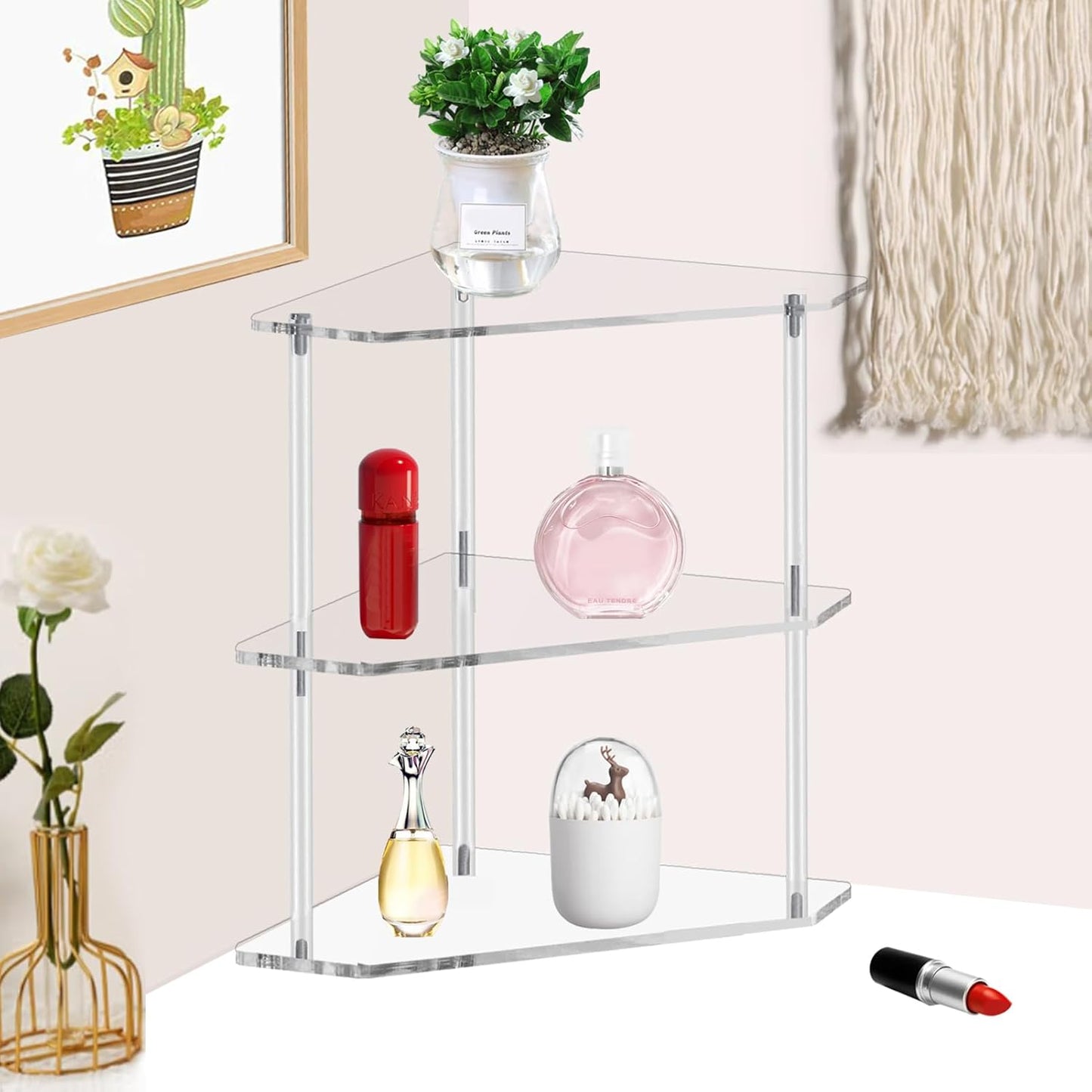 Corner Shelf 2 Tier Bathroom Counter Organizer Acrylic Countertop Corner Shelves