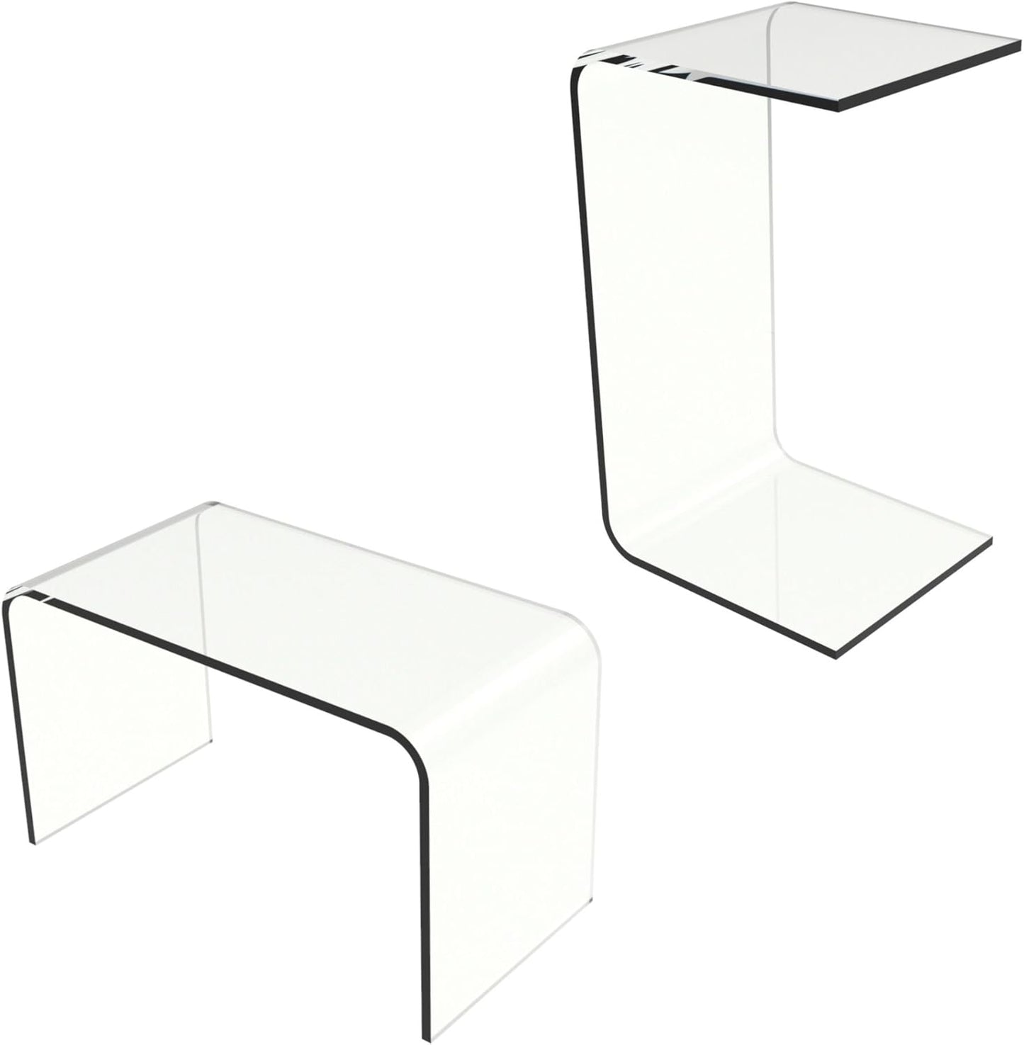 Acrylic Side Table - Multipurpose C Shaped End Table
