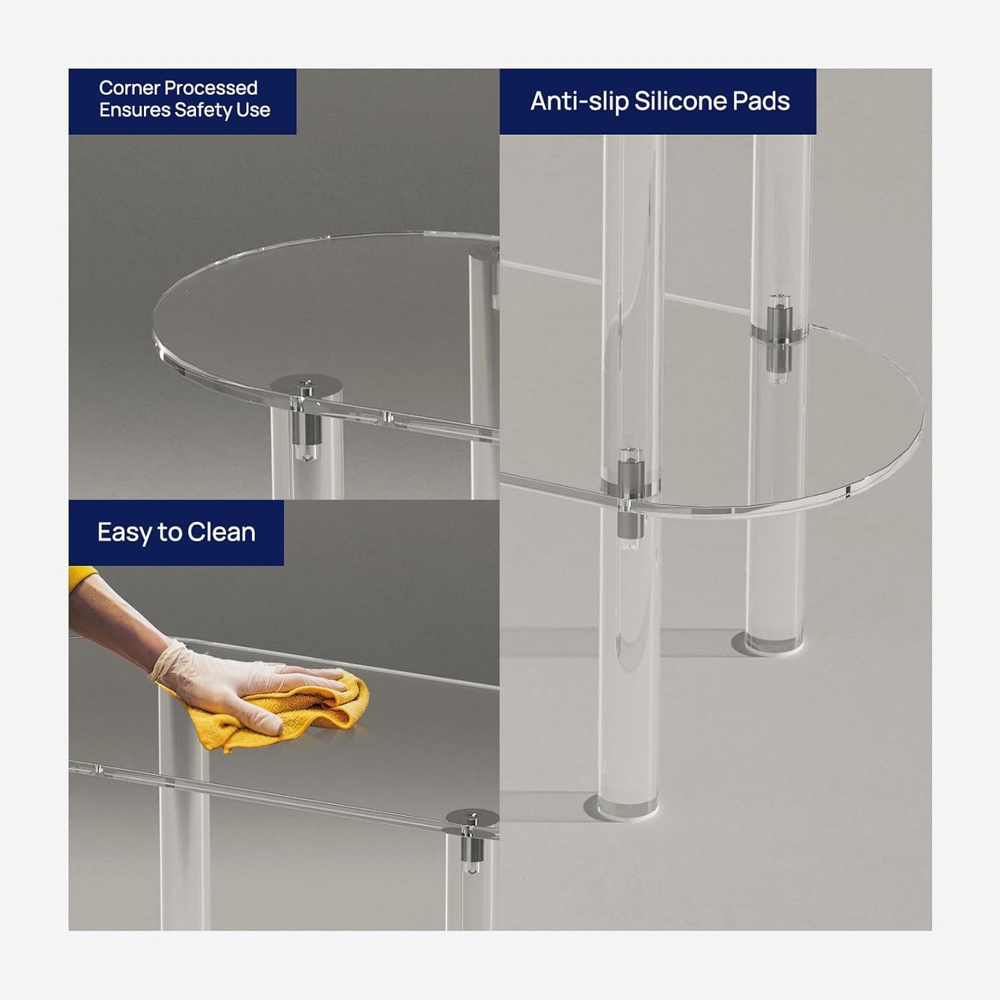 Acrylic Narrow Side Table for Small Spaces