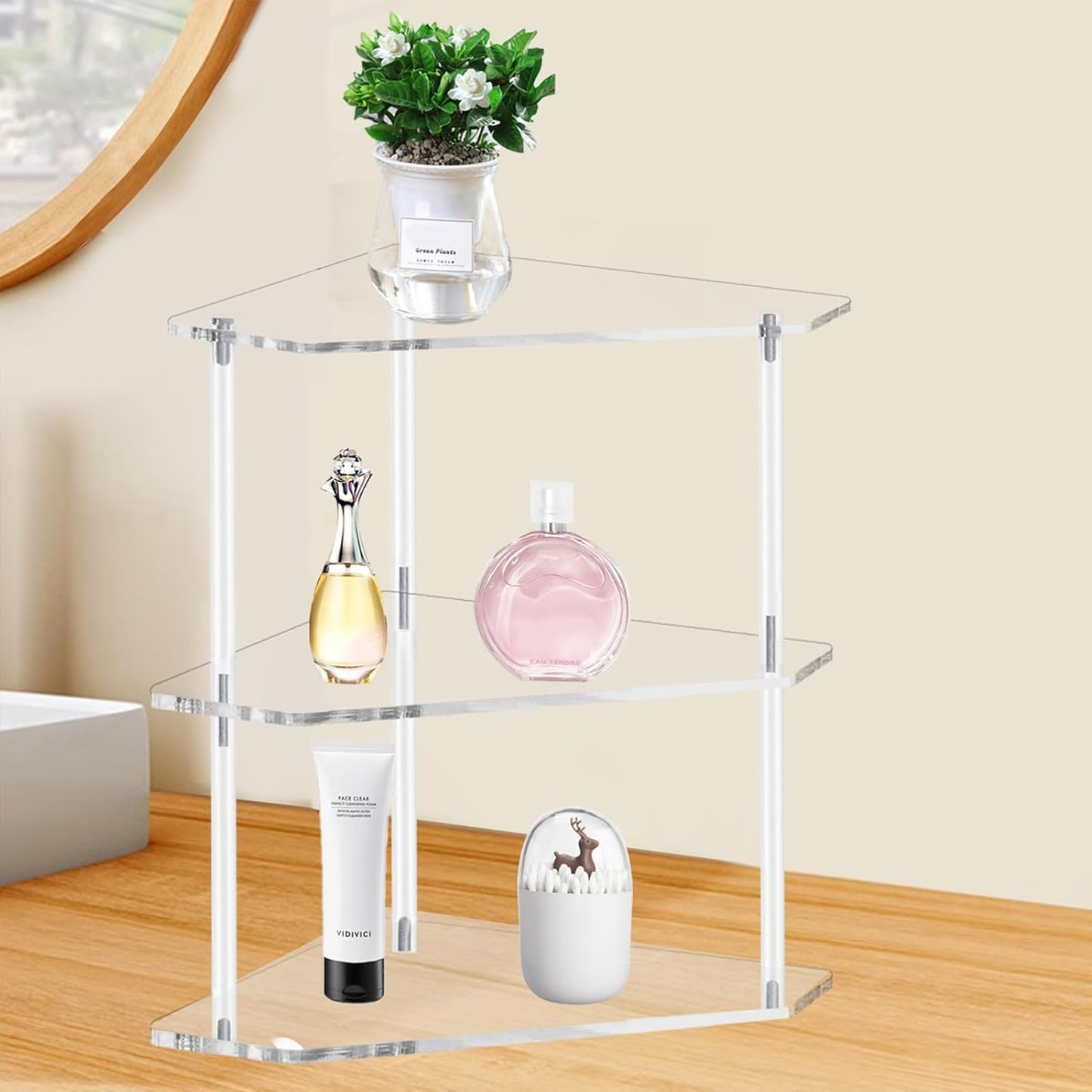 Corner Shelf 2 Tier Bathroom Counter Organizer Acrylic Countertop Corner Shelves