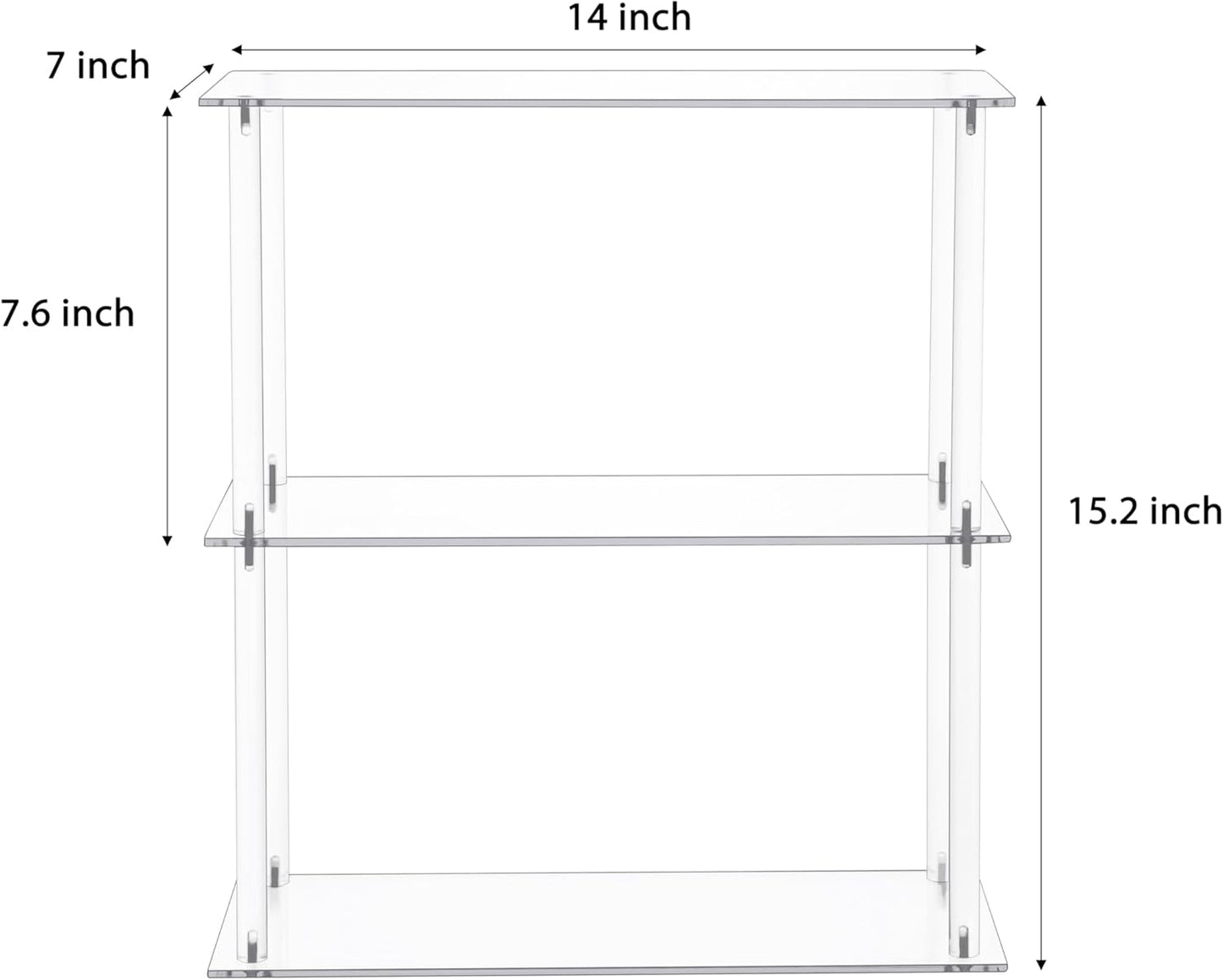 Rectangular 3 Tier Clear Acrylic Tabletop Display Stand