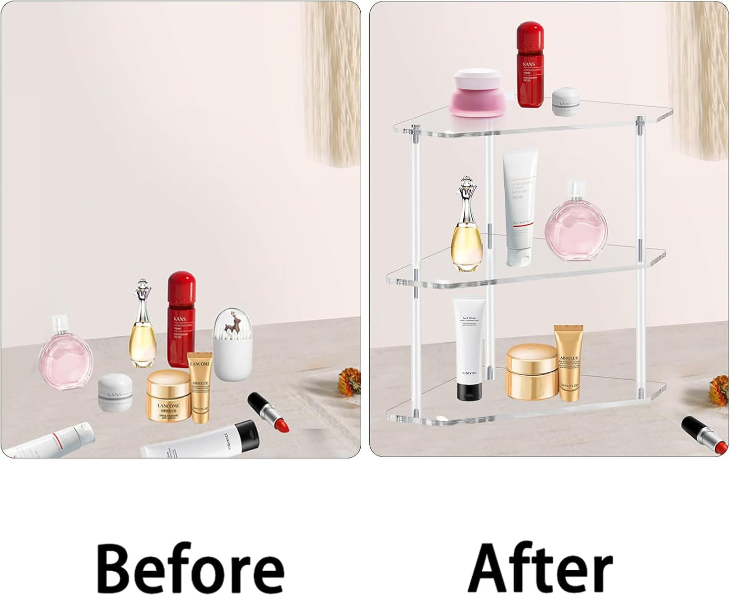 Corner Shelf 2 Tier Bathroom Counter Organizer Acrylic Countertop Corner Shelves