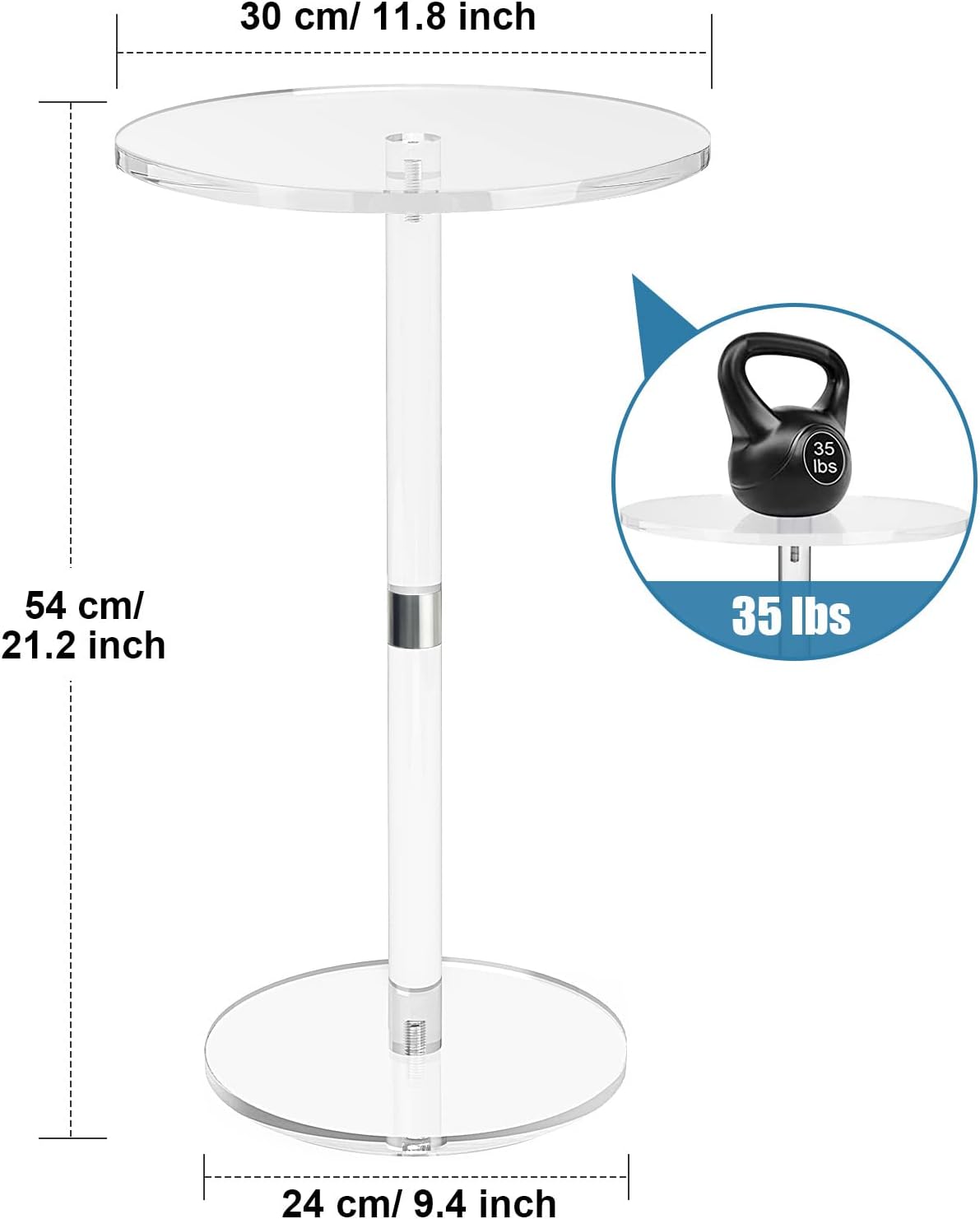 Acrylic End Table, Clear Side Tables for Small Space