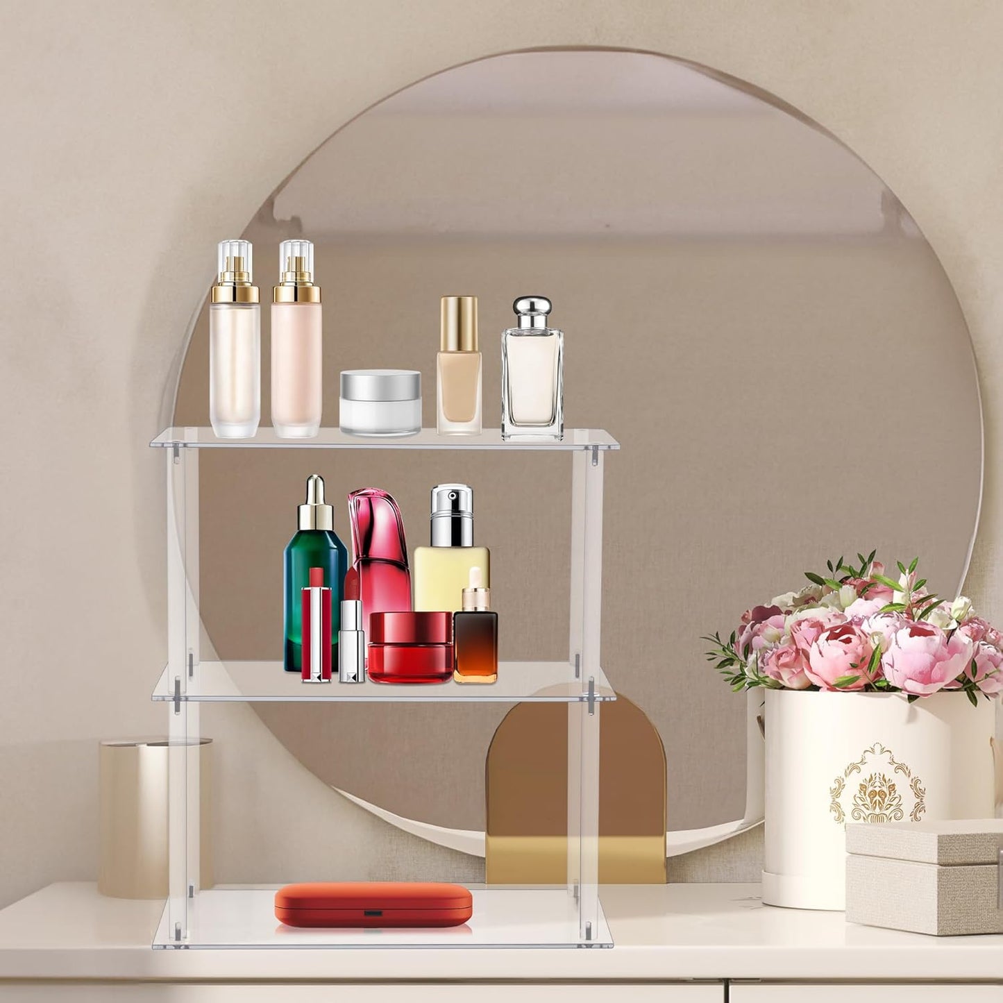Rectangular 3 Tier Clear Acrylic Tabletop Display Stand