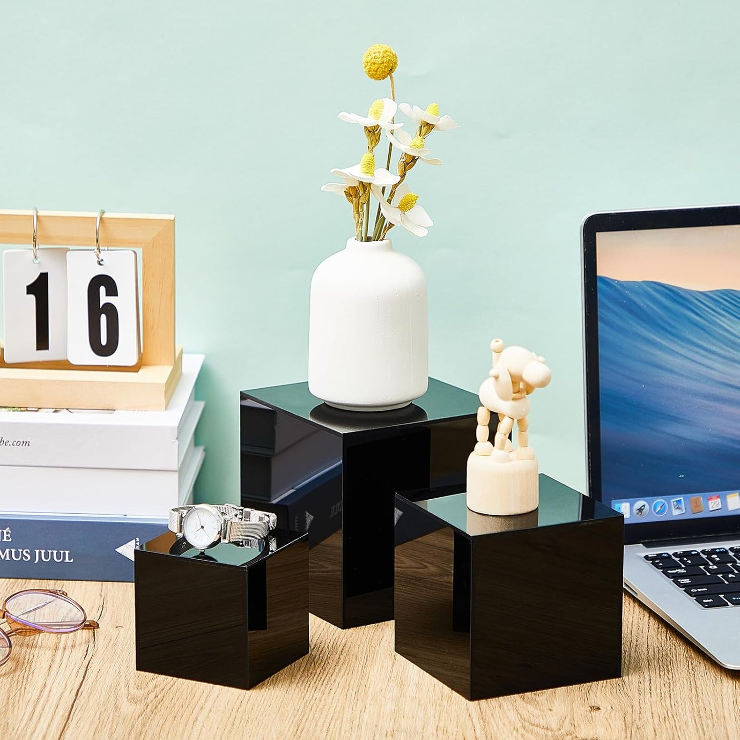 Set of 5 Display Buffet Risers Acrylic Cube with Hollow Bottoms