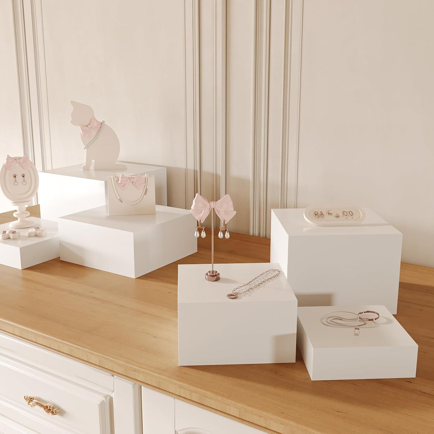 Set of 5 Display Buffet Risers Acrylic Cube with Hollow Bottoms