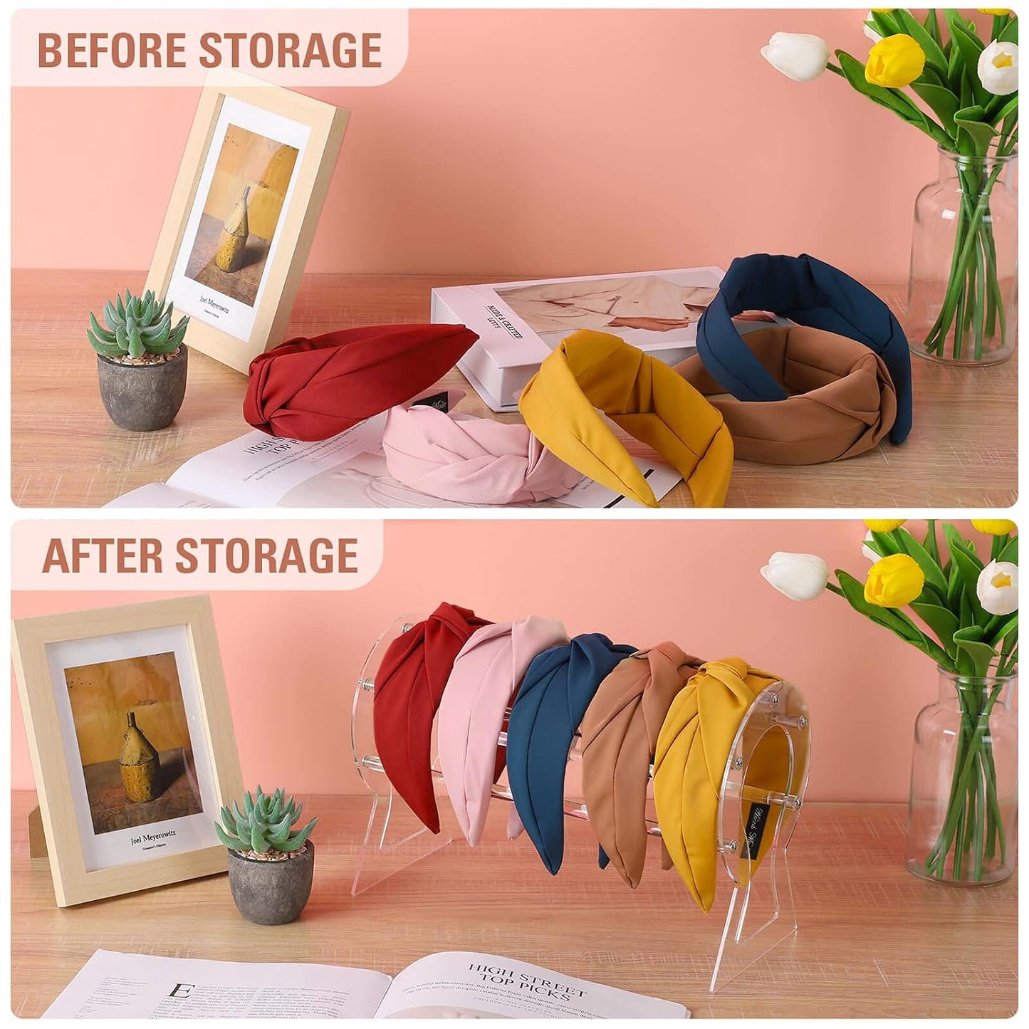 Headband Holder, Clear Headband Organizer, Acrylic Hair Hoop Display Stand, Hairband Rack Holder, Headband Storage Holder for Women and Girls