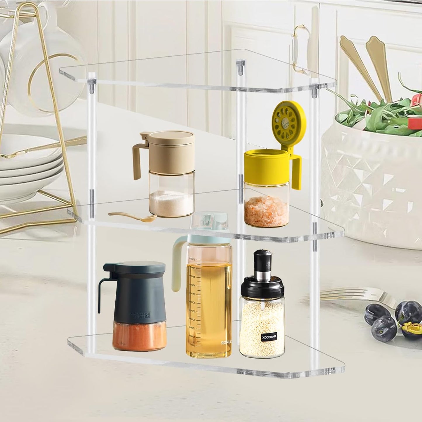 Corner Shelf 2 Tier Bathroom Counter Organizer Acrylic Countertop Corner Shelves