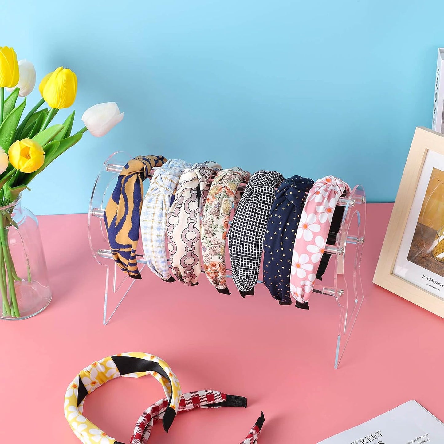 Headband Holder, Clear Headband Organizer, Acrylic Hair Hoop Display Stand, Hairband Rack Holder, Headband Storage Holder for Women and Girls