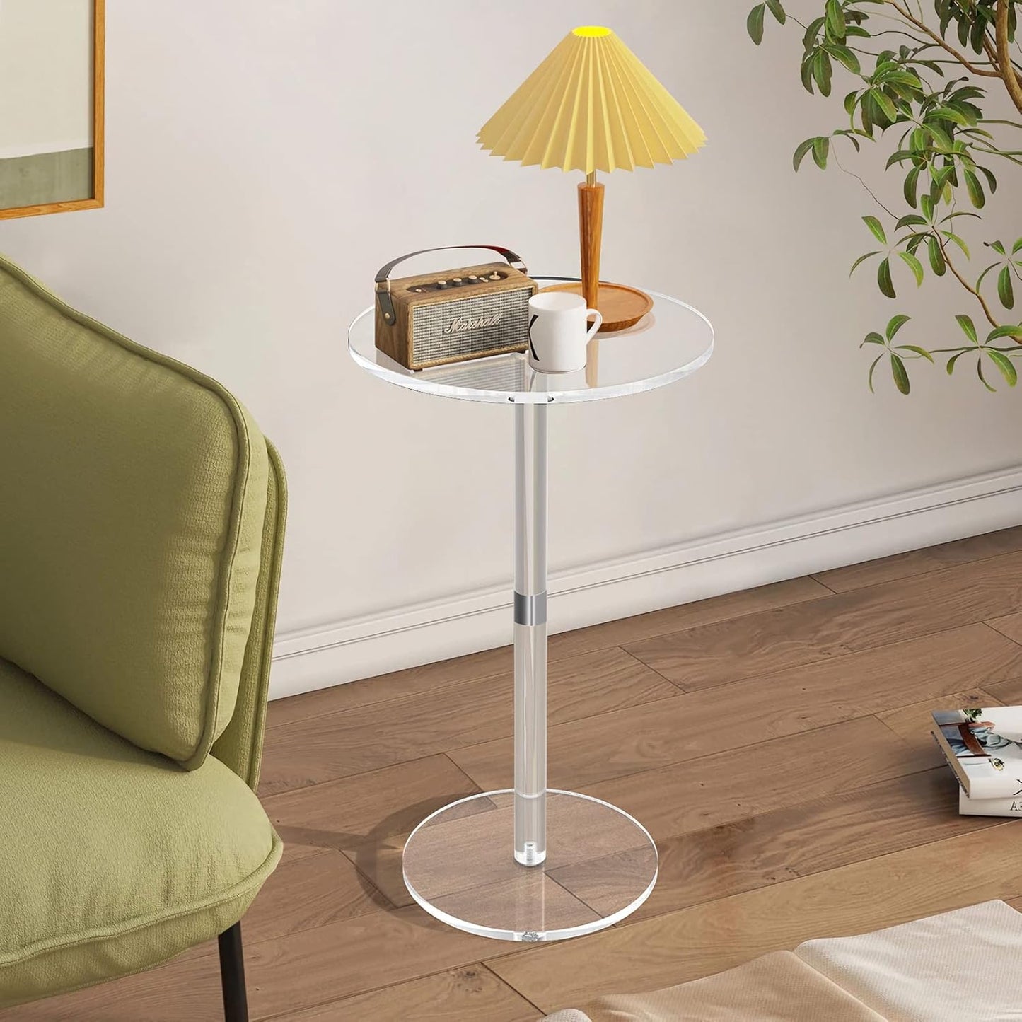 Acrylic End Table, Clear Side Tables for Small Space