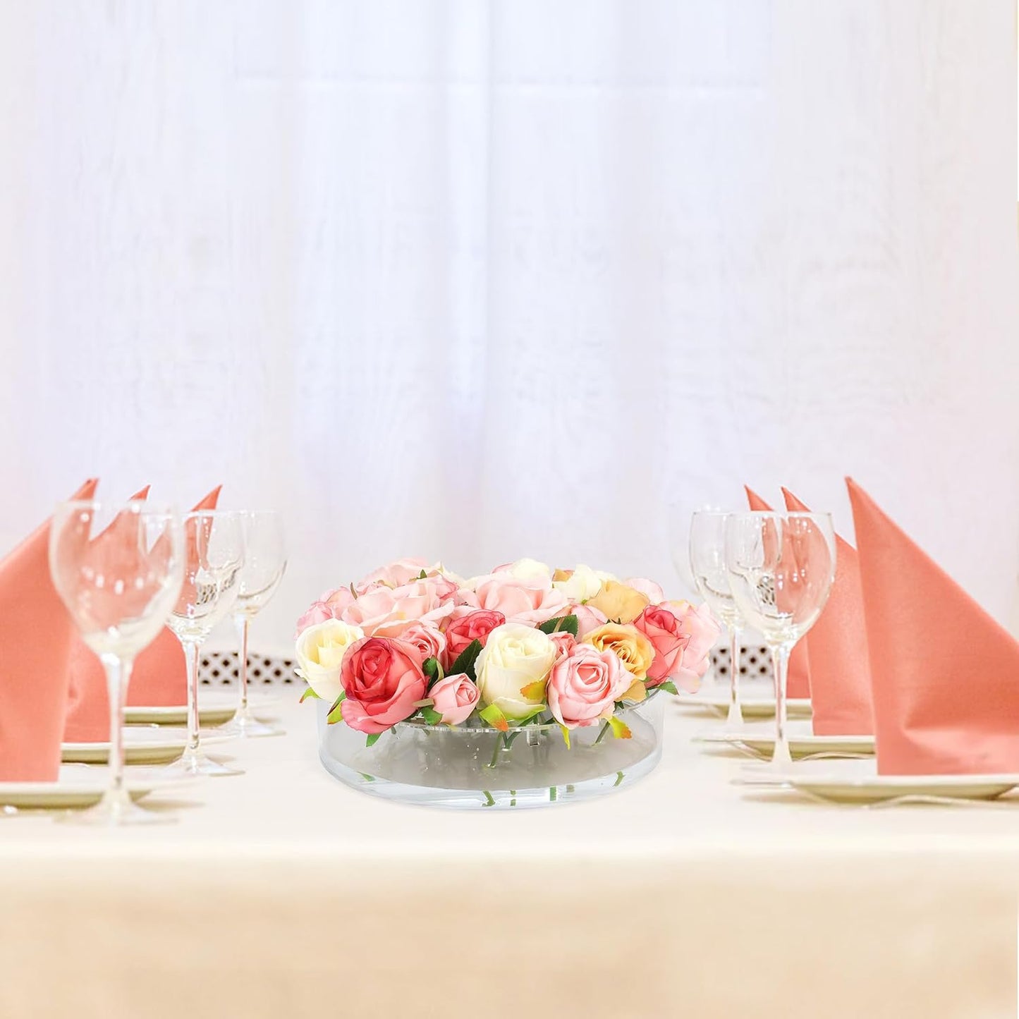 Acrylic Floral Centerpiece for Dining Table Decorations Wedding Round Flower Vase