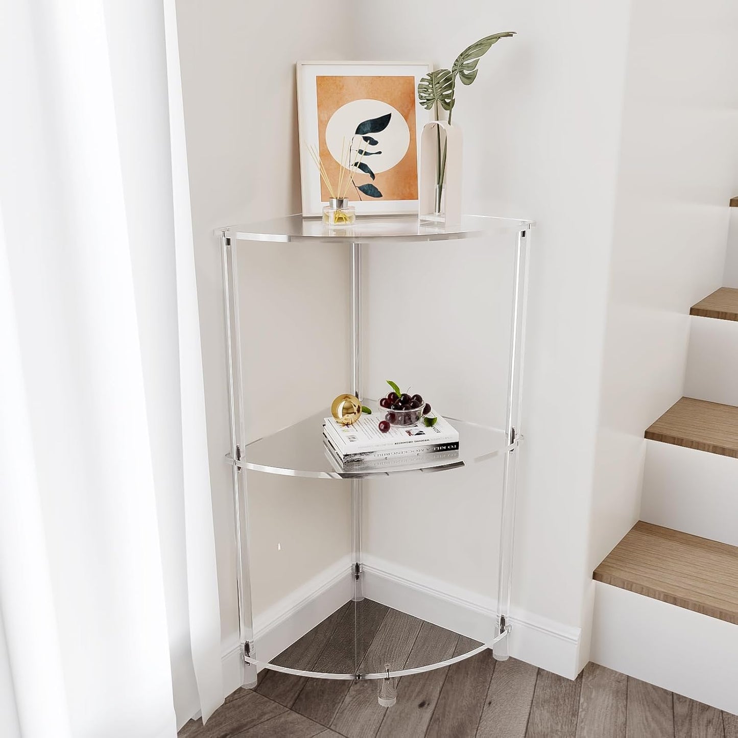 Acrylic Triangle End Table - 3 Tier Corner Side Table