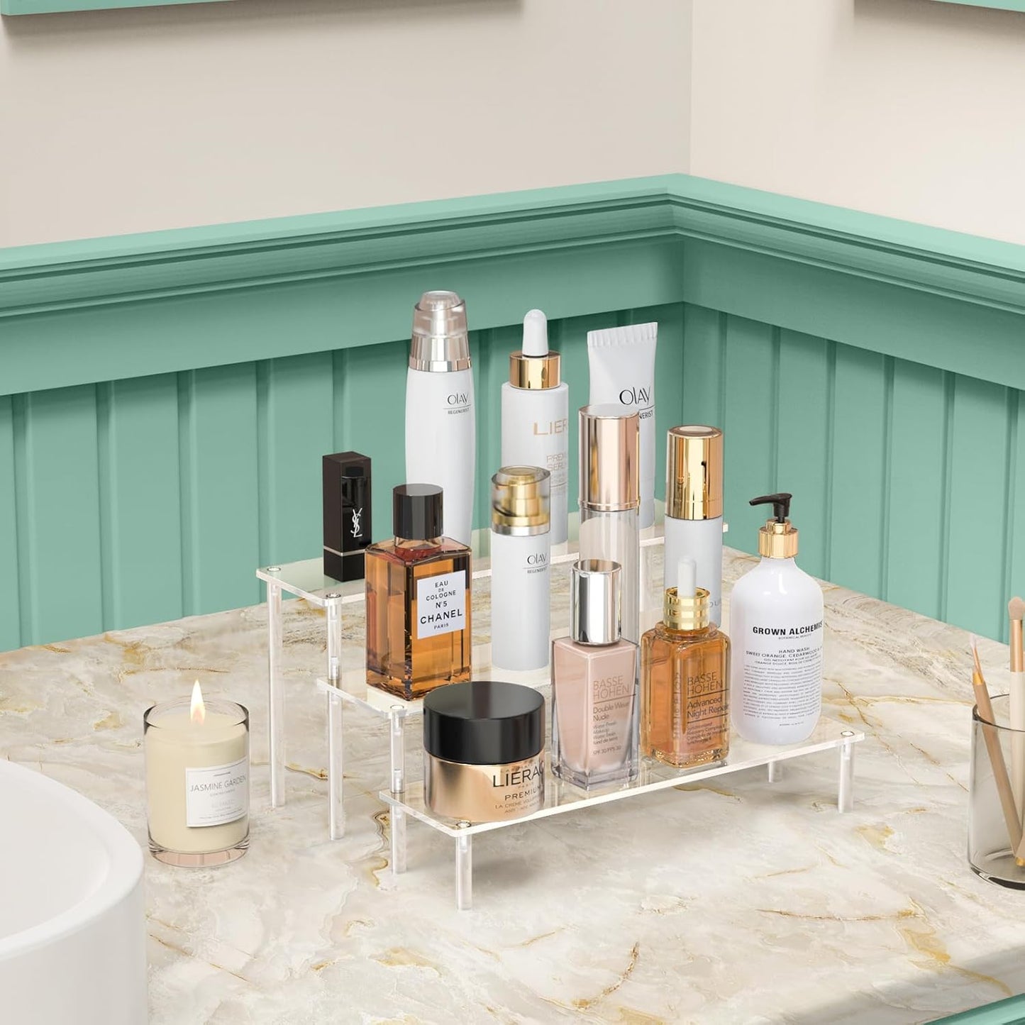 Acrylic Display Risers, 3 Tier Perfume Organizer Stand