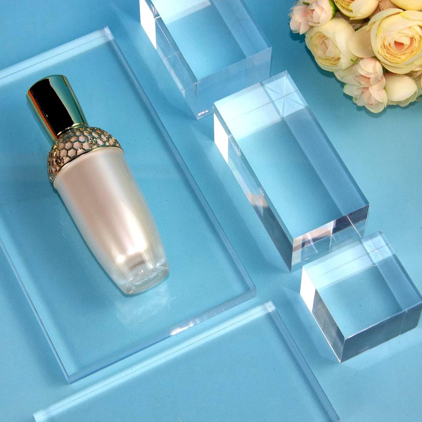 Luxury Transparent Solid Acrylic Display Blocks for Photography Boutique Jewelry Cosmetic Crafts