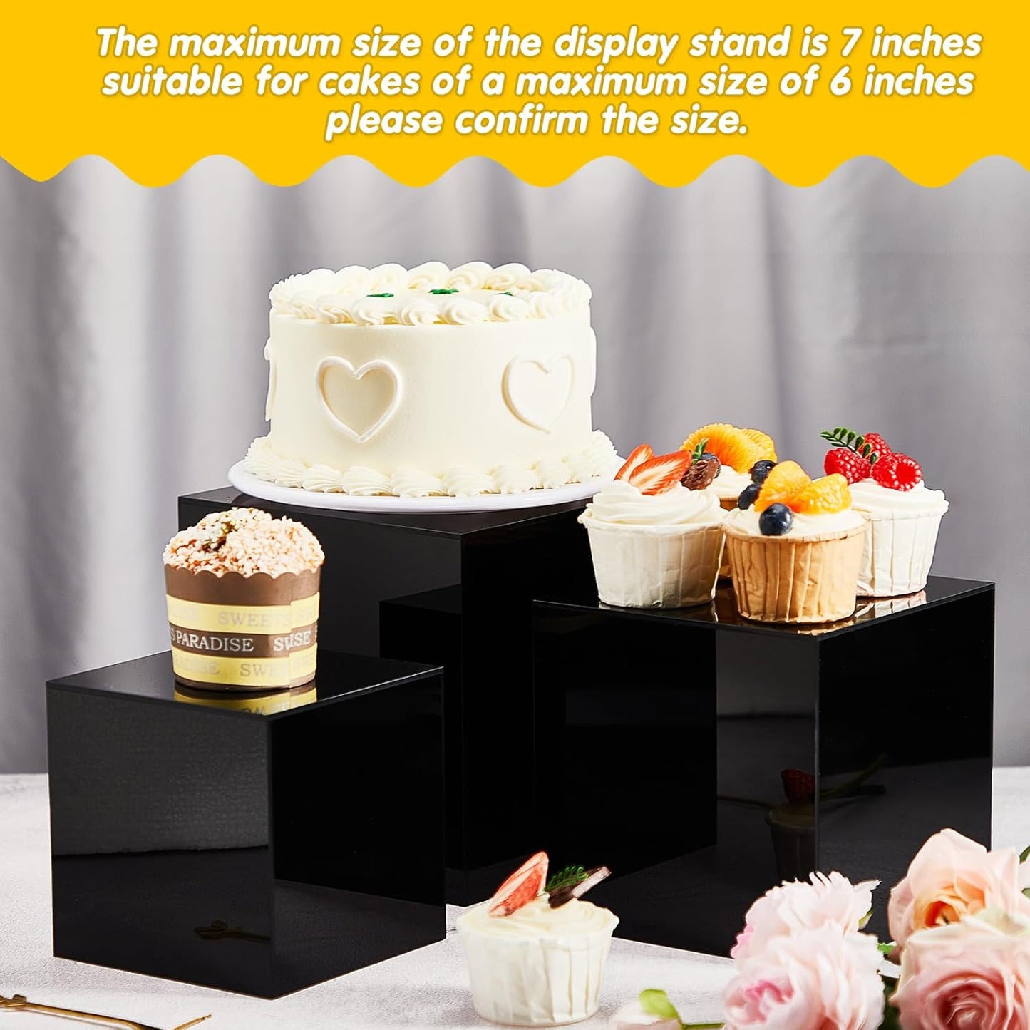 Set of 5 Display Buffet Risers Acrylic Cube with Hollow Bottoms