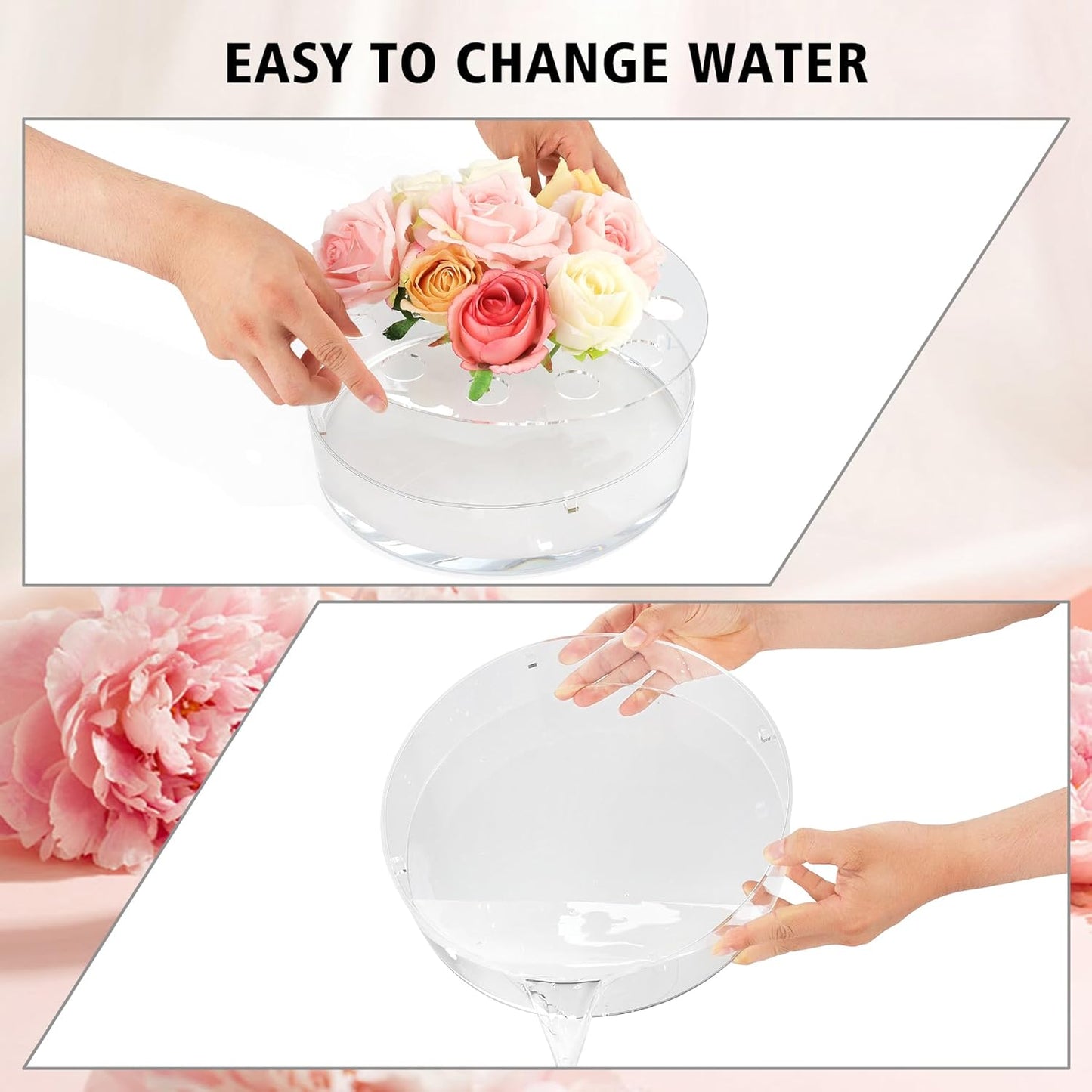 Acrylic Floral Centerpiece for Dining Table Decorations Wedding Round Flower Vase