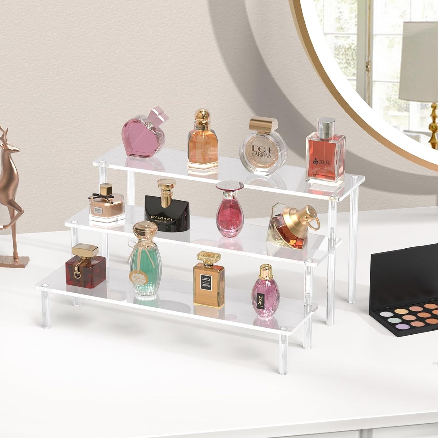 Acrylic Display Risers, 3 Tier Perfume Organizer Stand