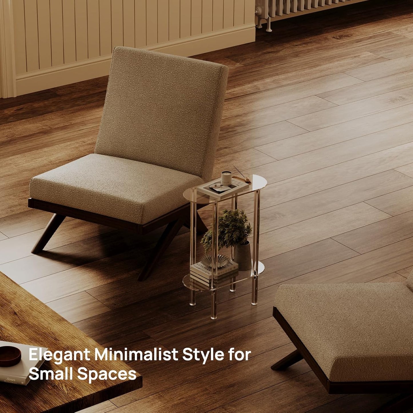 Acrylic Narrow Side Table for Small Spaces