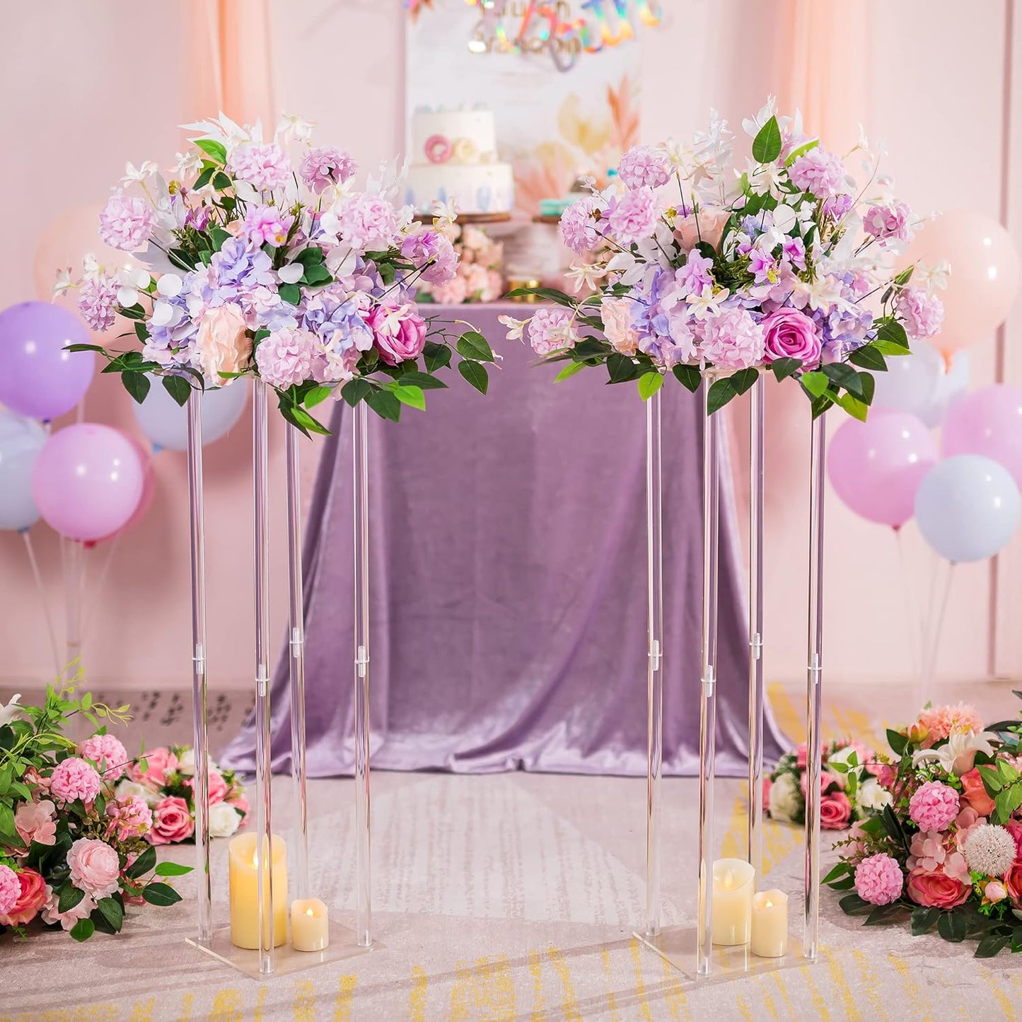 Acrylic Flower Stand Column For Parties, Weddings & Events | Exceptional Centerpiece For Table Decoration