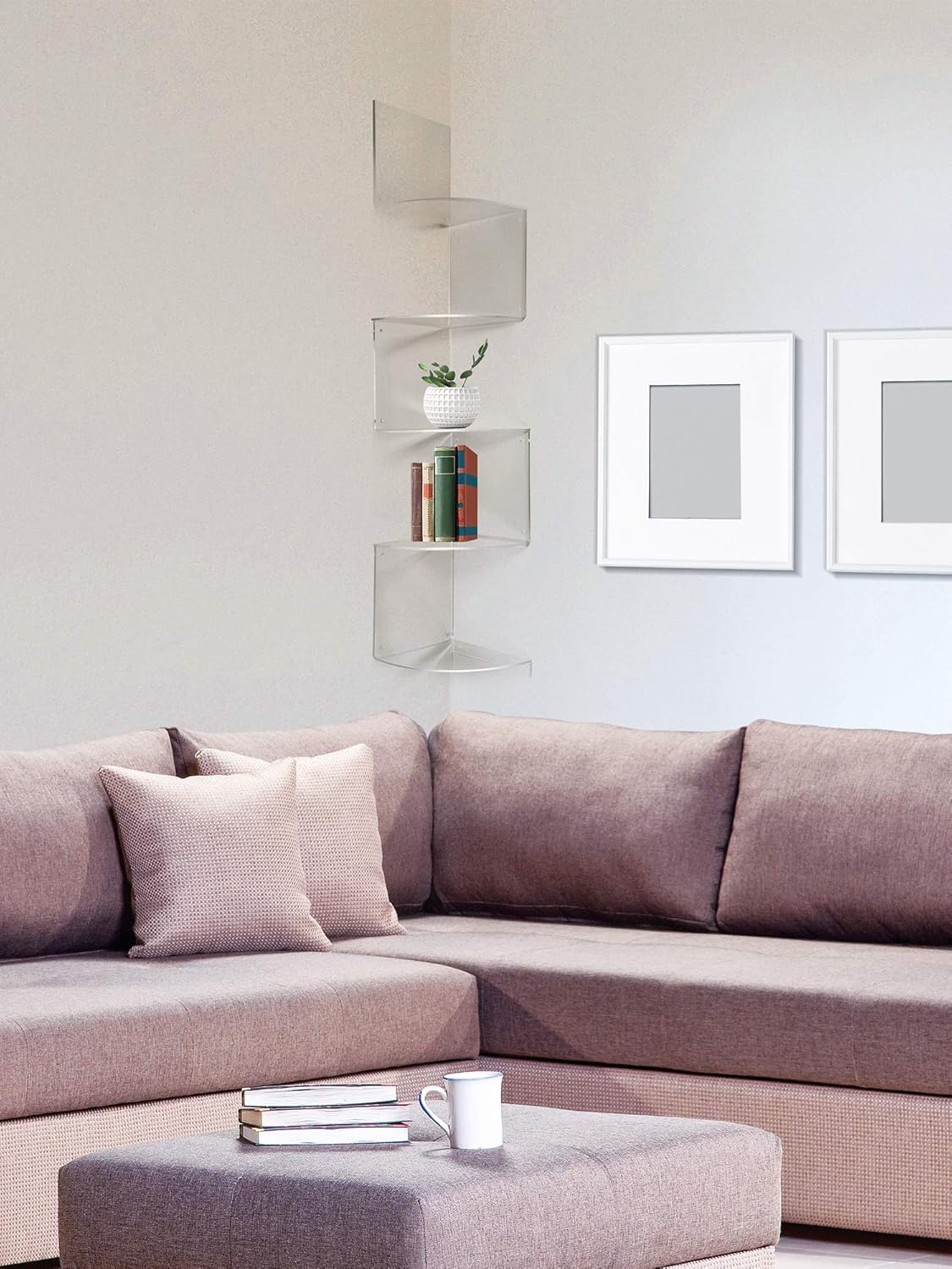 5 Tier Corner Shelf Wall Mount Floating Acrylic