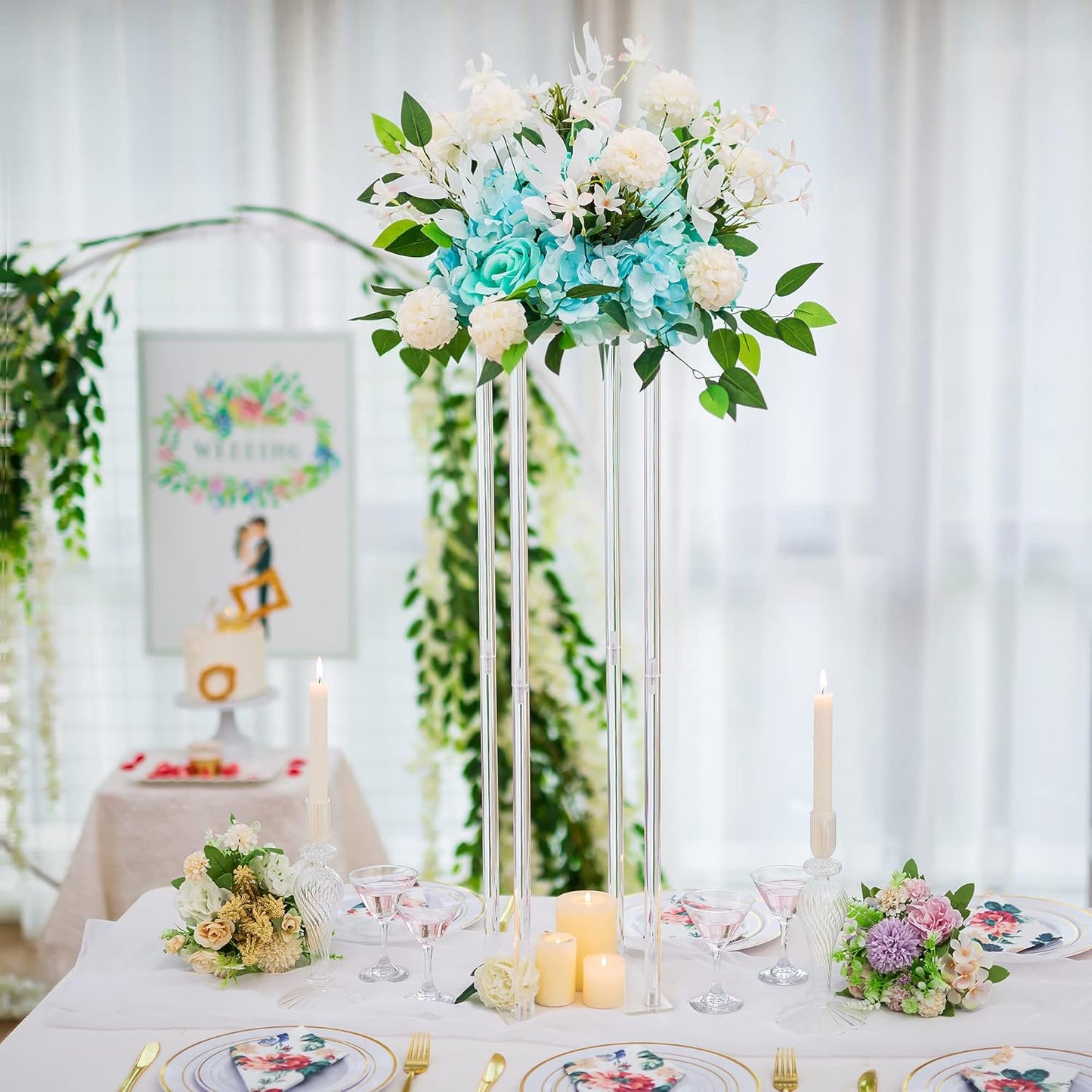 Acrylic Flower Stand Column For Parties, Weddings & Events | Exceptional Centerpiece For Table Decoration