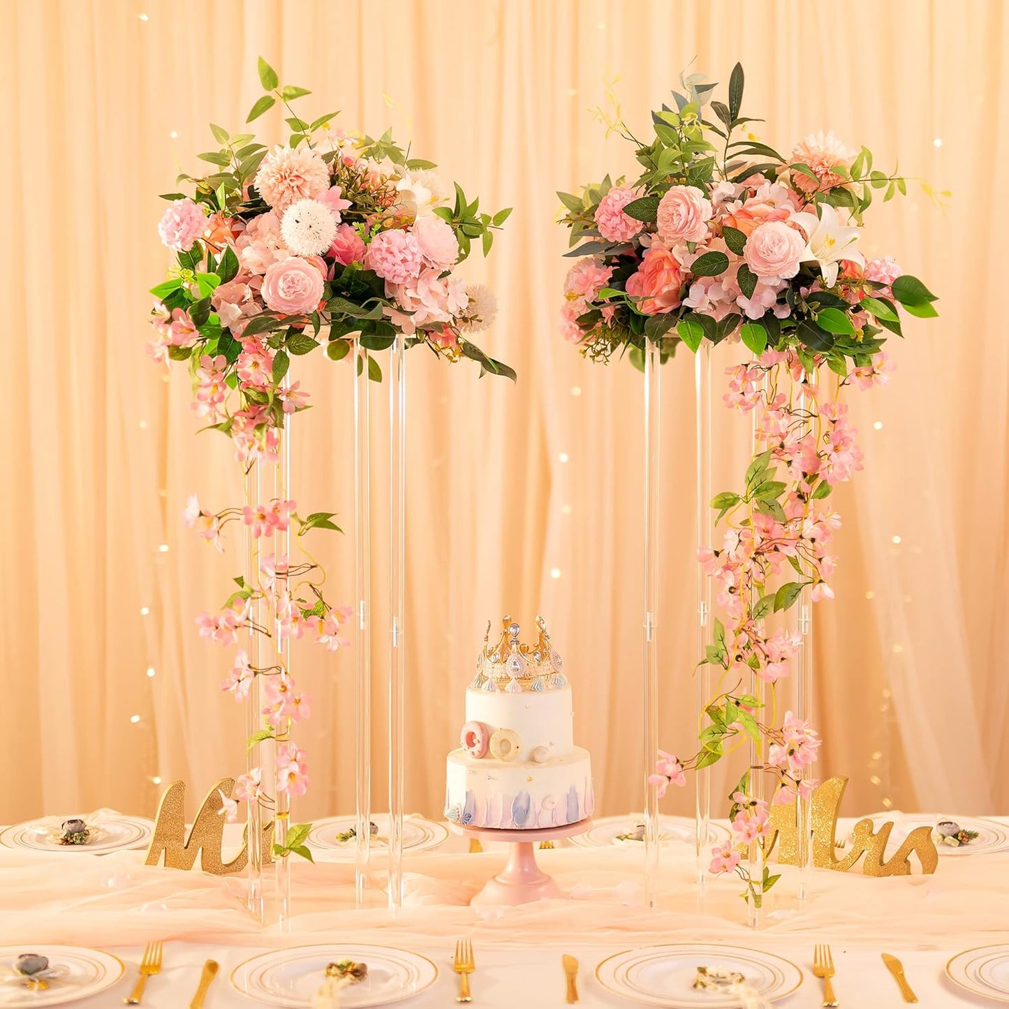 Acrylic Flower Stand Column For Parties, Weddings & Events | Exceptional Centerpiece For Table Decoration