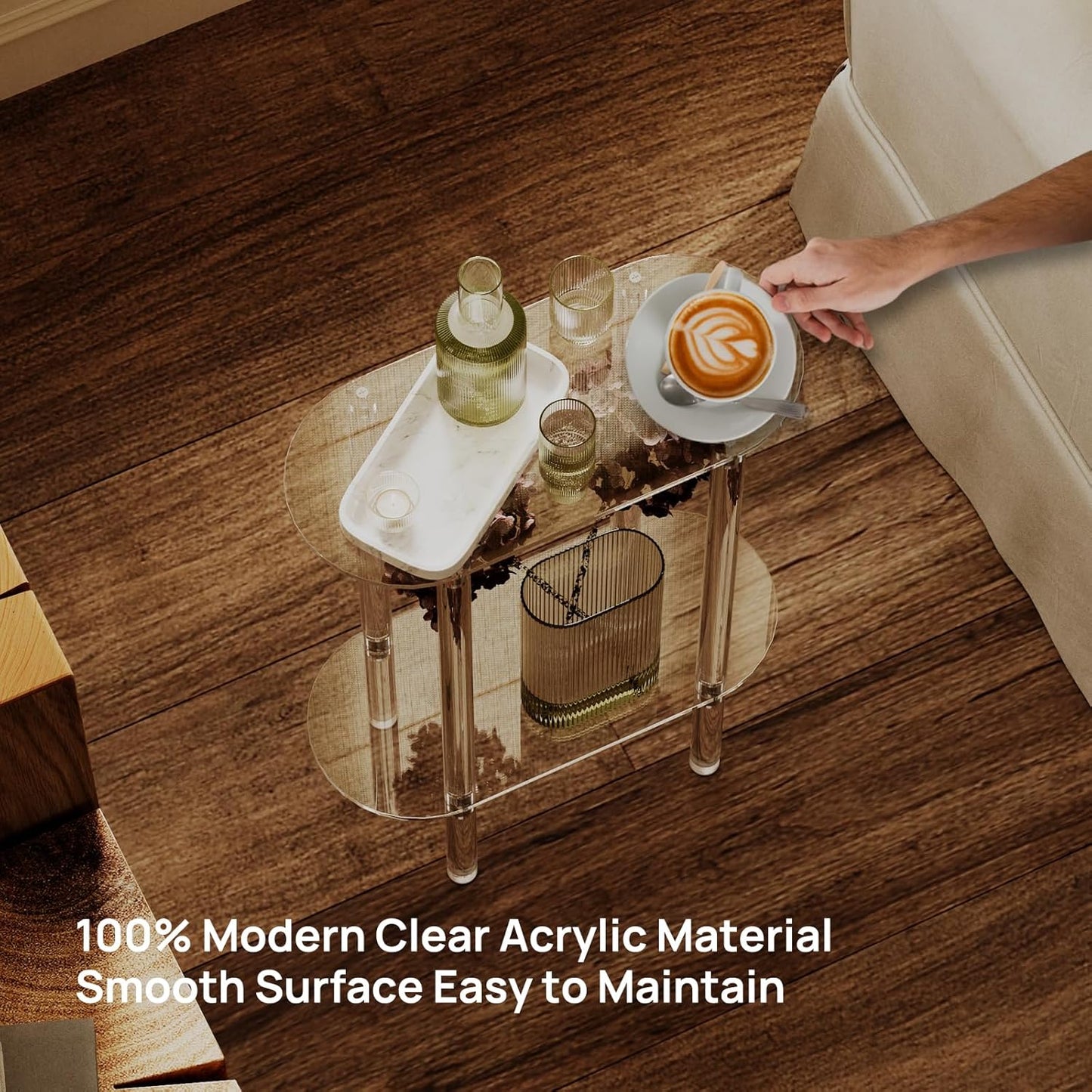 Acrylic Narrow Side Table for Small Spaces