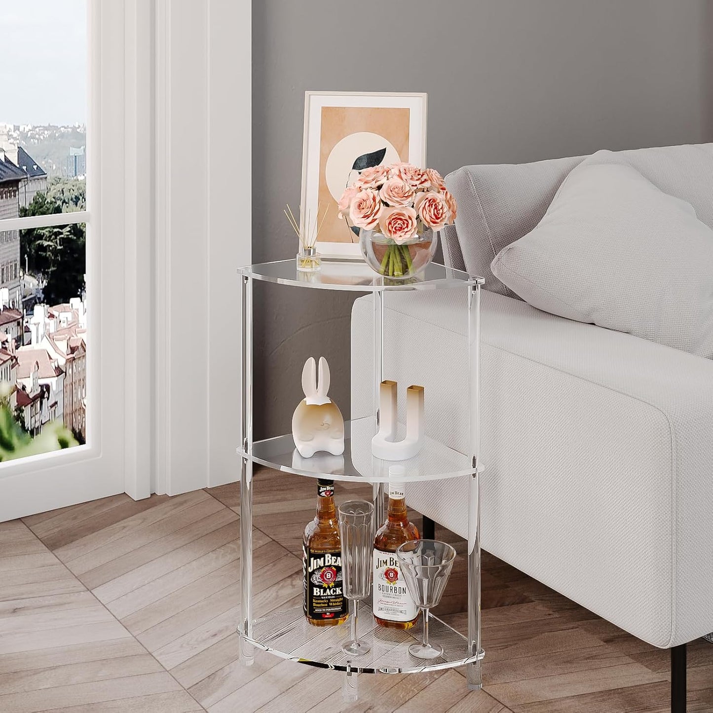 Acrylic Triangle End Table - 3 Tier Corner Side Table