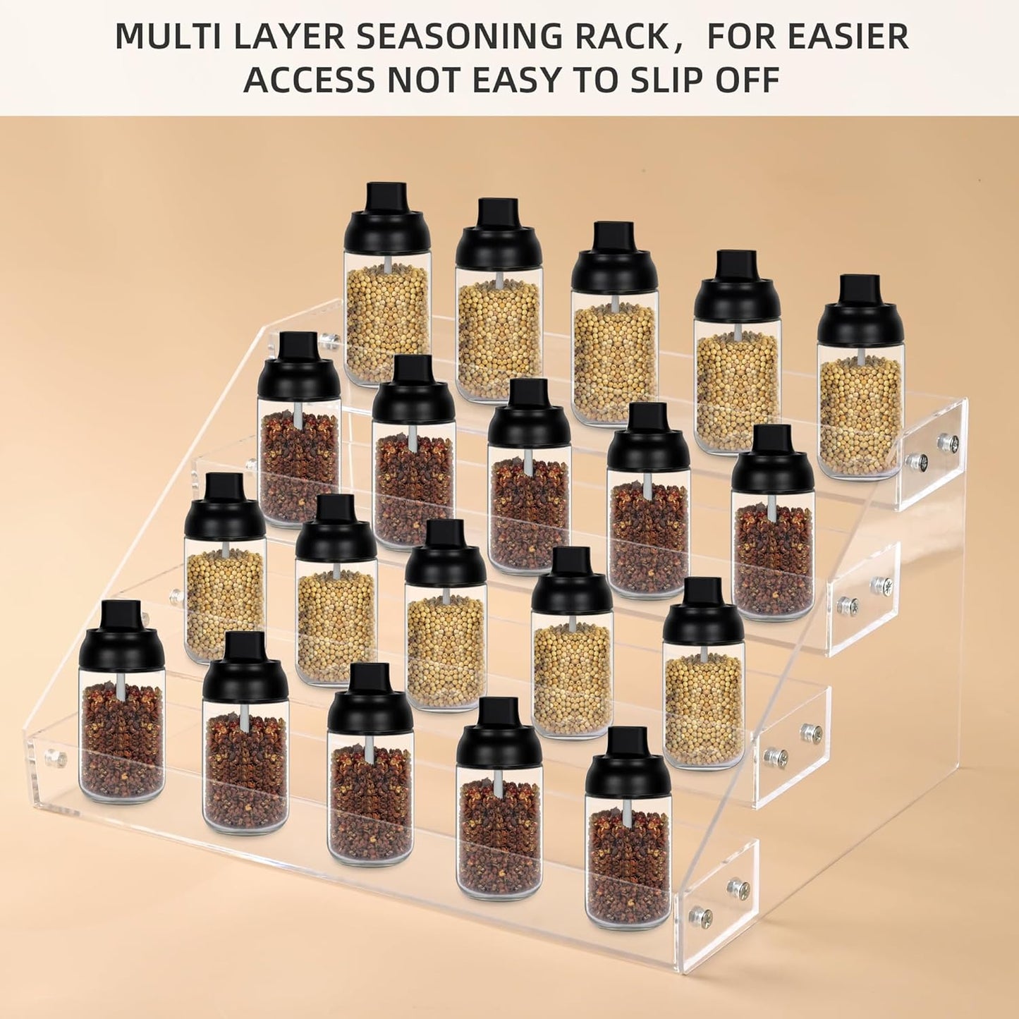 12" Acrylic Riser Display Stands - 4 Tier Clear Acrylic Display Shelf, Double Sided Usable