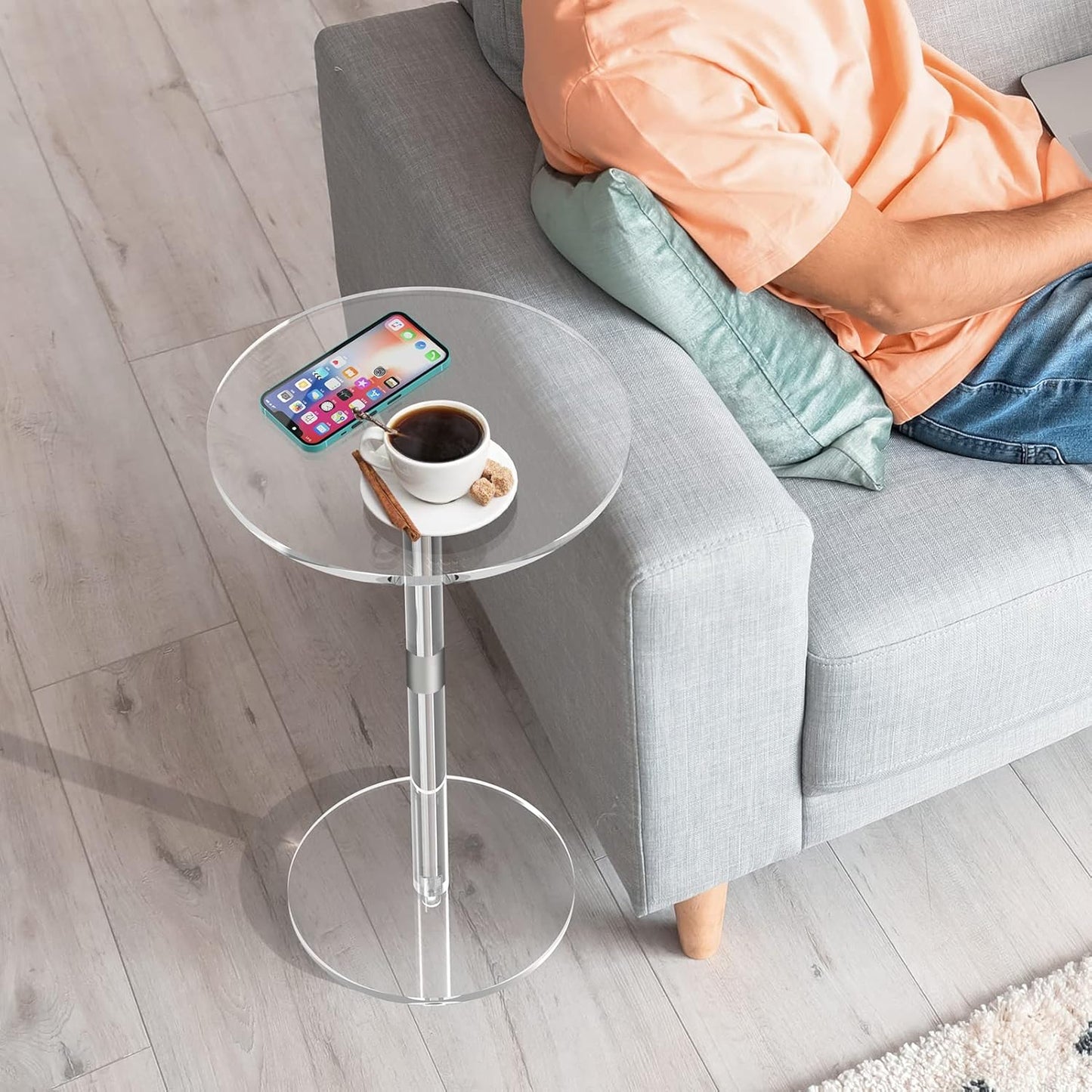 Acrylic End Table, Clear Side Tables for Small Space