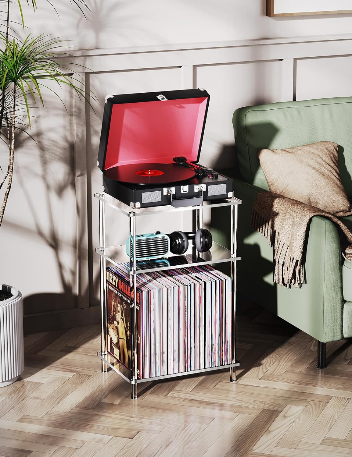 Acrylic Side Table Clear 3-Tier End Table for Living Room