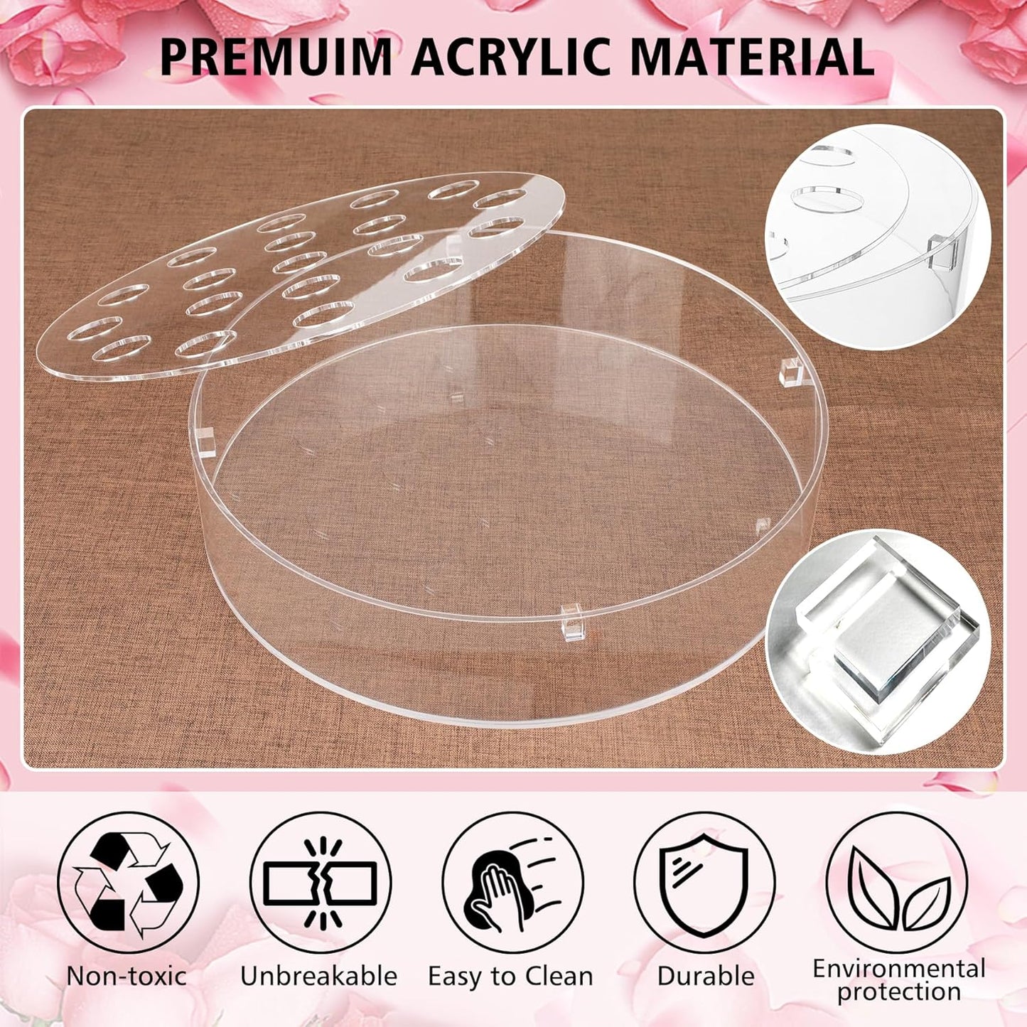 Acrylic Floral Centerpiece for Dining Table Decorations Wedding Round Flower Vase