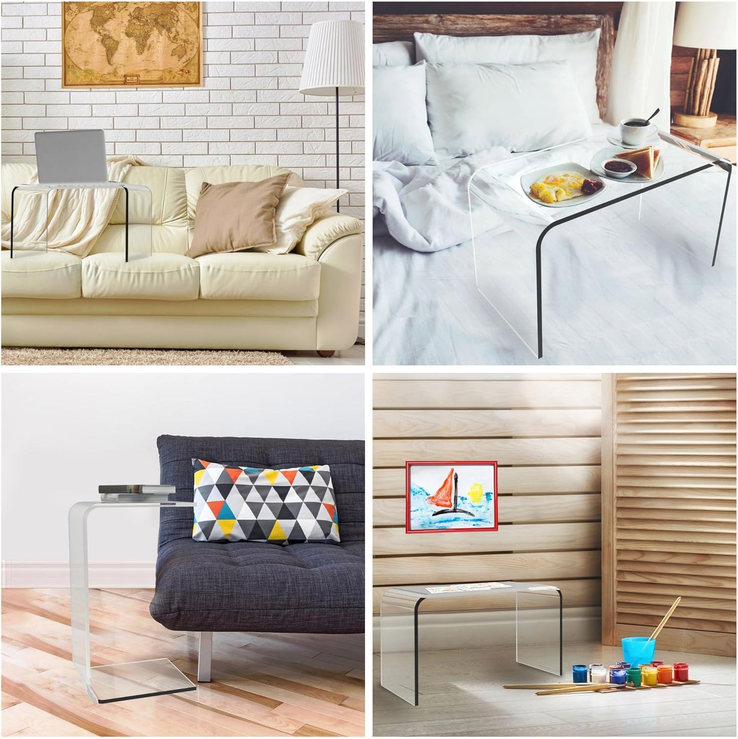 Acrylic Side Table - Multipurpose C Shaped End Table