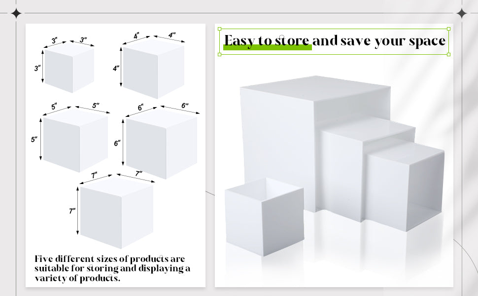 Set of 5 Display Buffet Risers Acrylic Cube with Hollow Bottoms