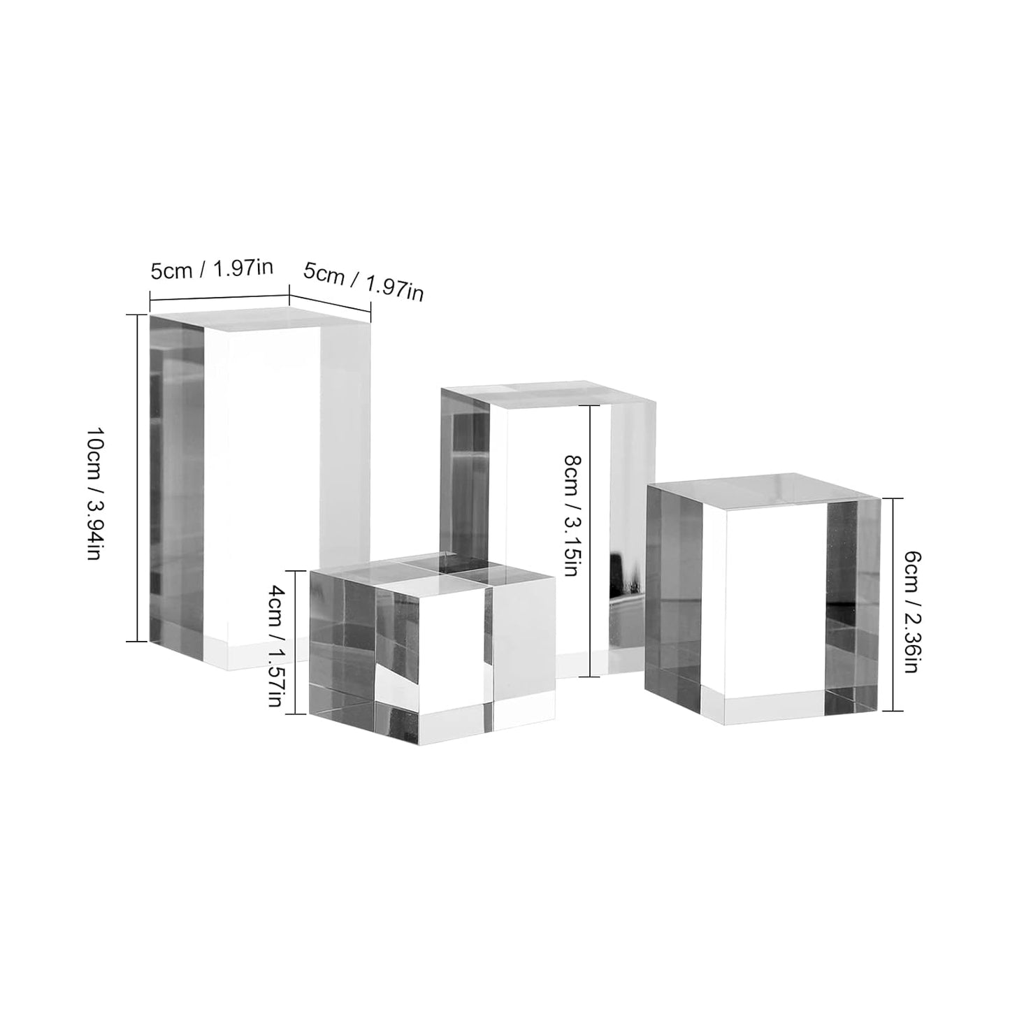 Luxury Transparent Solid Acrylic Display Blocks for Photography Boutique Jewelry Cosmetic Crafts