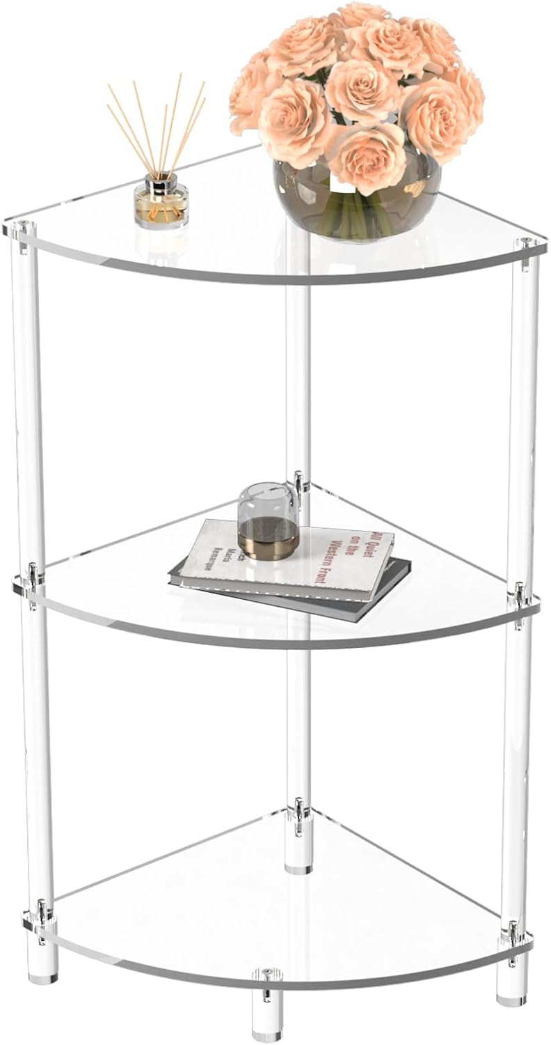 Acrylic Triangle End Table - 3 Tier Corner Side Table