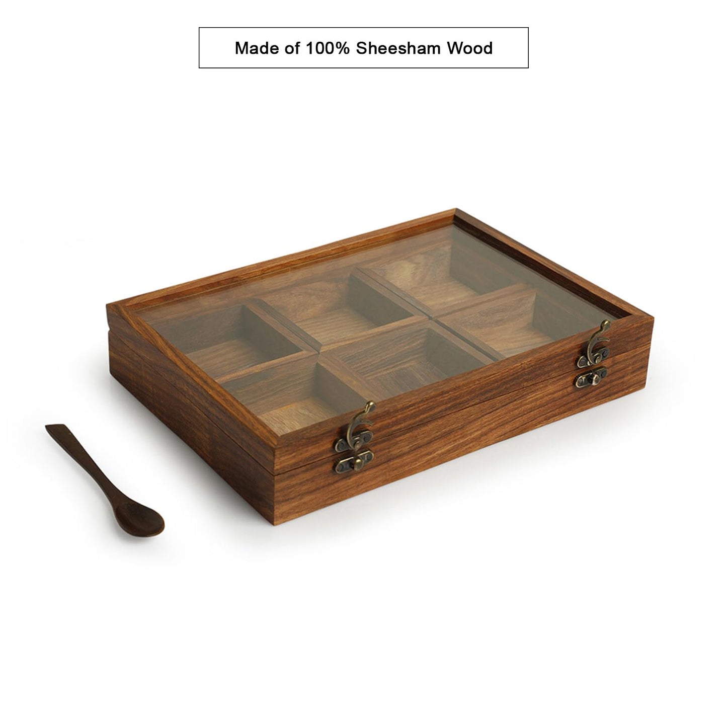 Sheesham Wood Masala Box With Lid (6N)