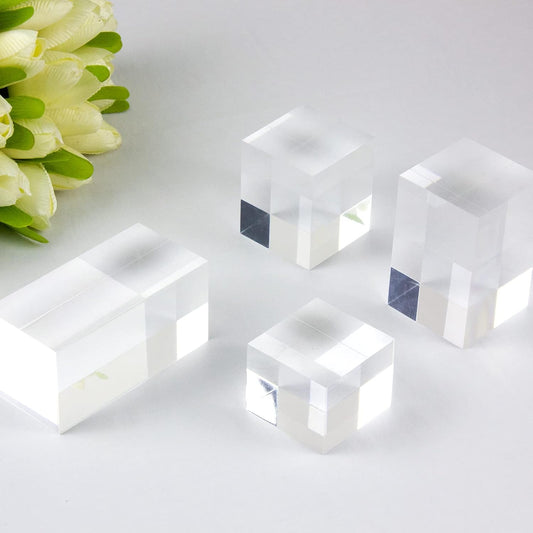 Luxury Transparent Solid Acrylic Display Blocks for Photography Boutique Jewelry Cosmetic Crafts