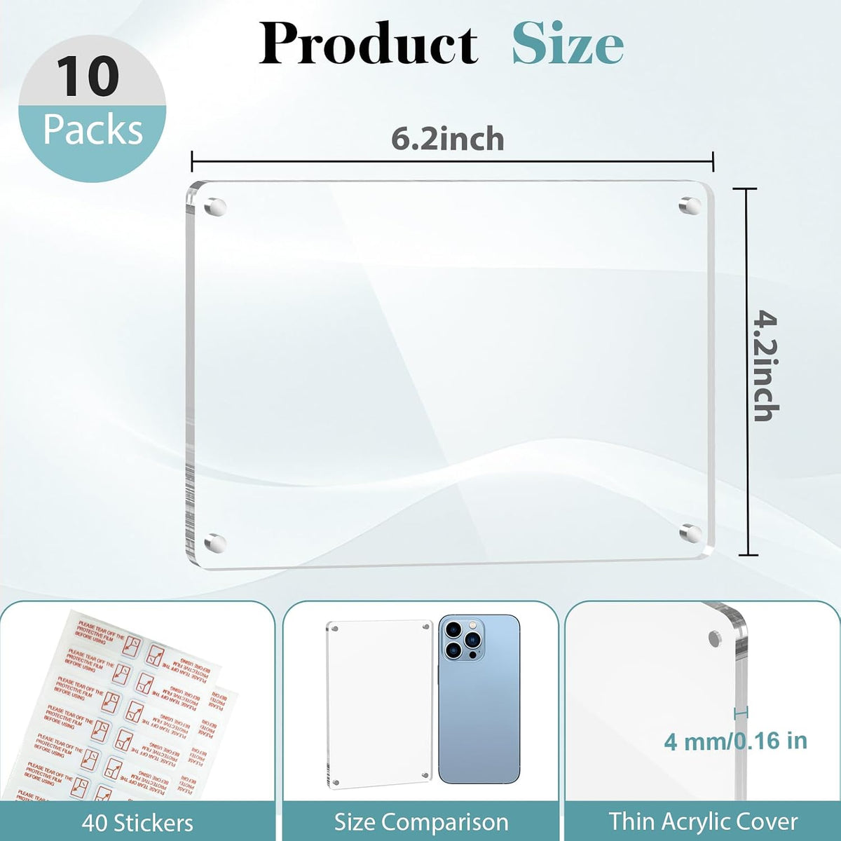 Acrylic Magnetic Picture Frames for Refrigerator (Set of 4)