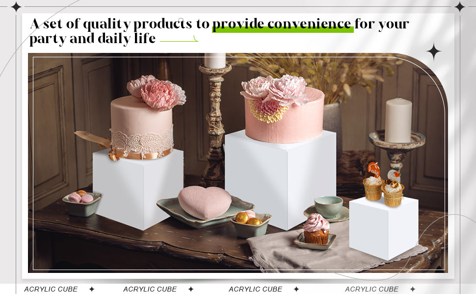 Set of 5 Display Buffet Risers Acrylic Cube with Hollow Bottoms