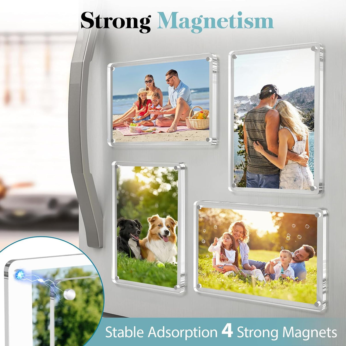 Acrylic Magnetic Picture Frames for Refrigerator (Set of 4)