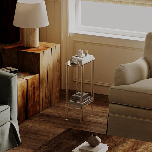 Acrylic Narrow Side Table for Small Spaces